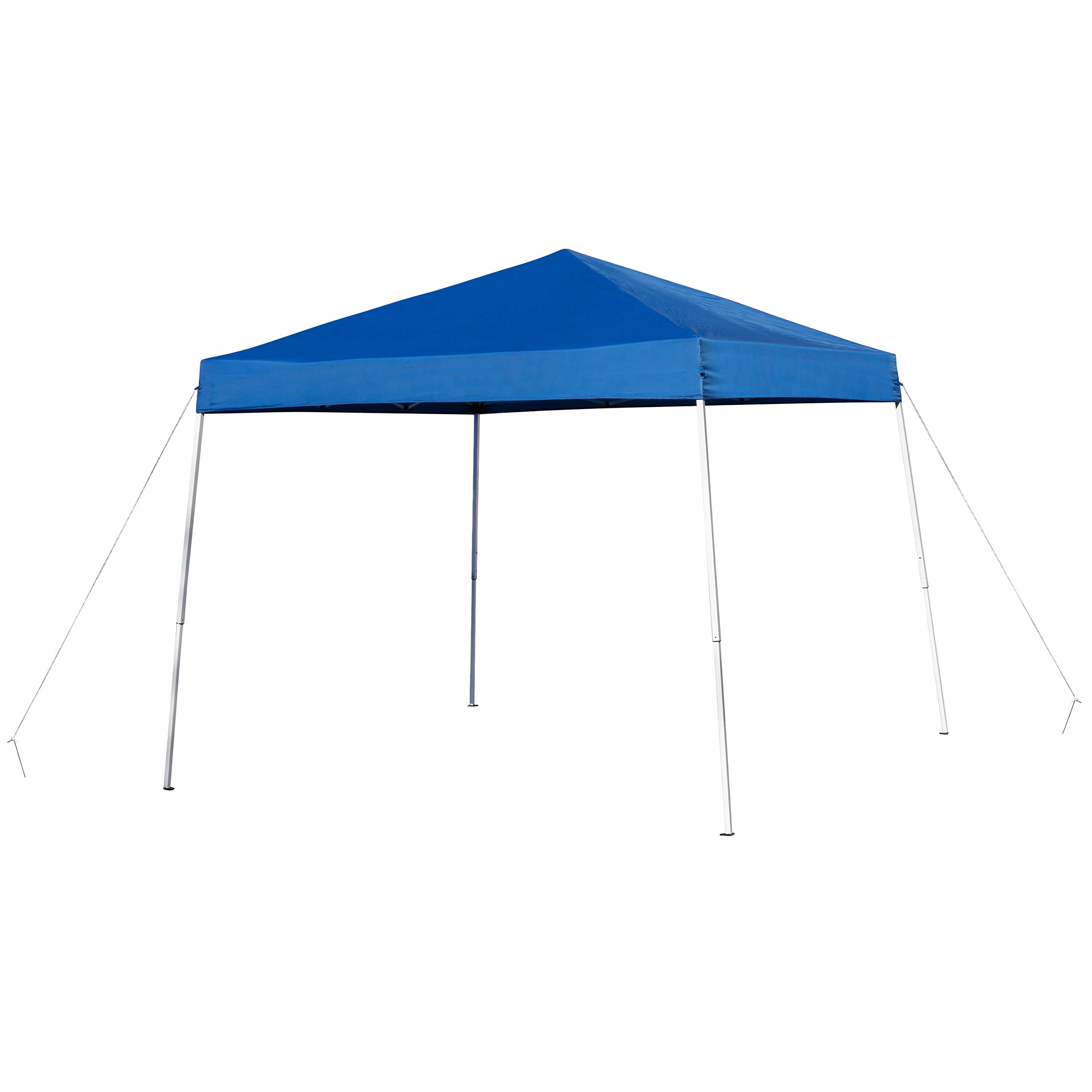 Flash Furniture Kramer 8'x8' Blue Pop Up Canopy Tent with Carry Bag & Folding Bench Set - Portable Outdoor Shelter for Tailgating, Camping, Beach Parties, Picnics, and Outdoor Events