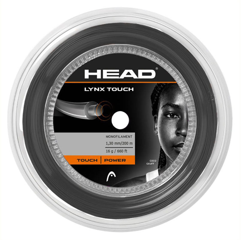 Head Lynx Touch 16/1.30 Tennis String Reel (Grey) - Premium Polyester String for Tennis Rackets | Perfect for Competitive Play & Stringing Services