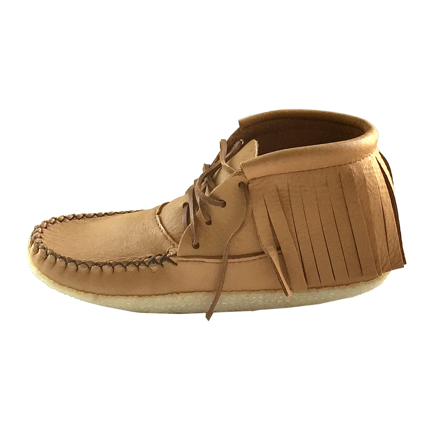 Women's Fringed Crepe Sole Moose Hide Moccasin Boots - Comfortable Winter Ankle Boots for Casual Wear & Outdoor Adventures