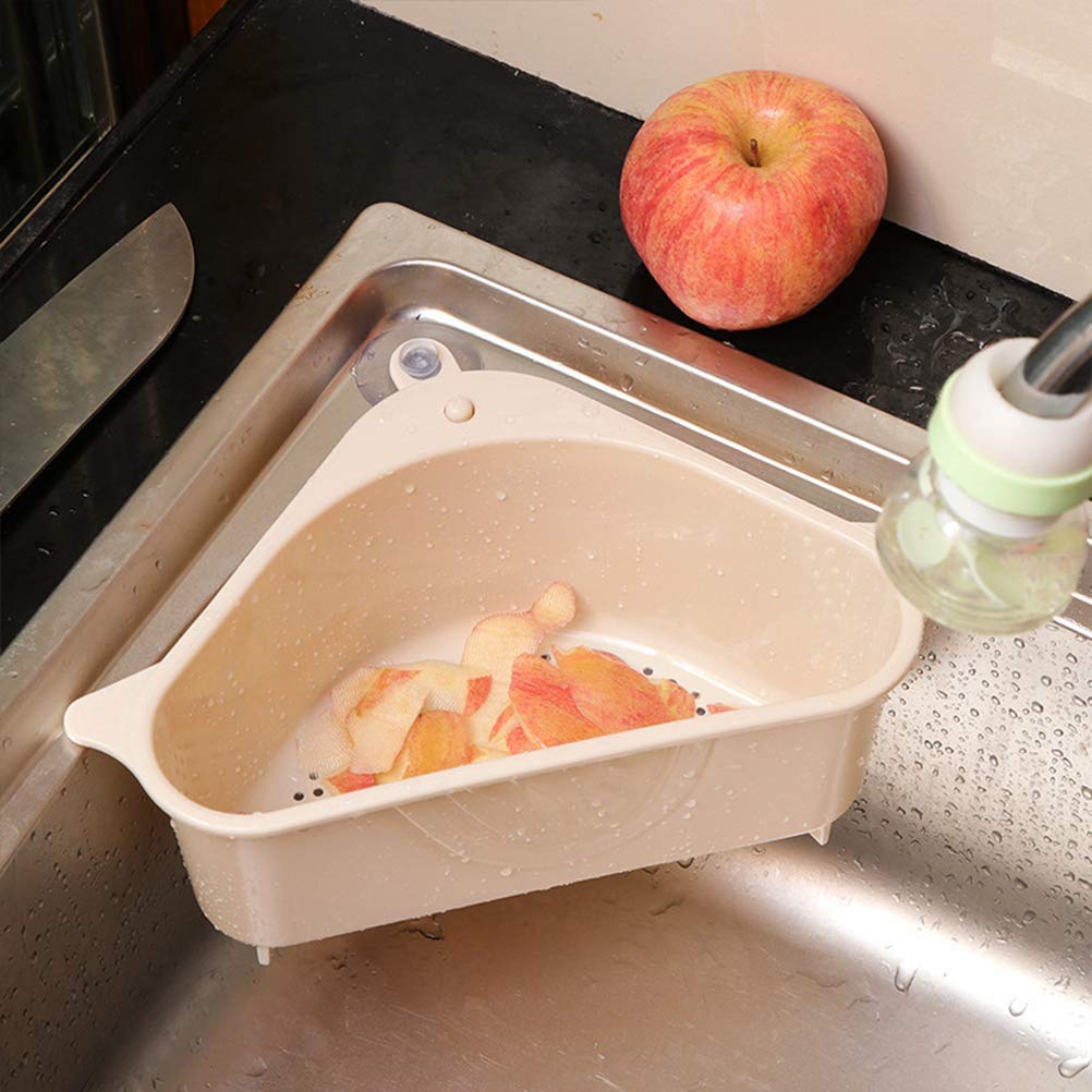 Stainless Steel Sink Drain Shelf - Triangle Hanging Kitchen Sink Organizer with Suction Cups | Space-Saving Corner Storage for Fruits, Vegetables & Sponges | Perfect for Kitchen, Bathroom & RV Sink Organization