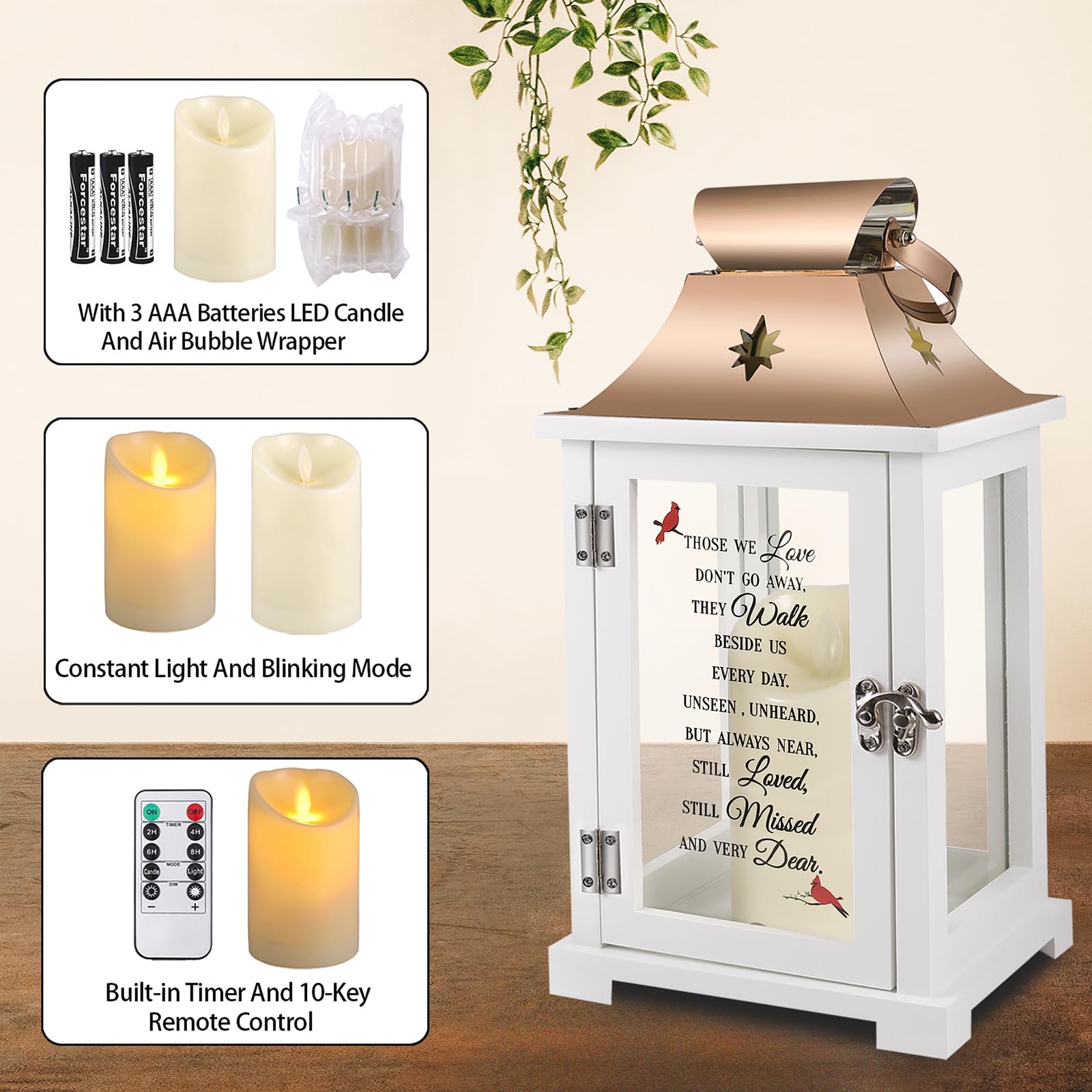 Memorial Lantern - Sympathy Gifts for Loss of Loved Ones, Bereavement & Funeral Keepsake - Celebration of Life Lantern for Mom, Dad, Family - In Memory Candle Holder for Home, Cemetery, or Memorial Services