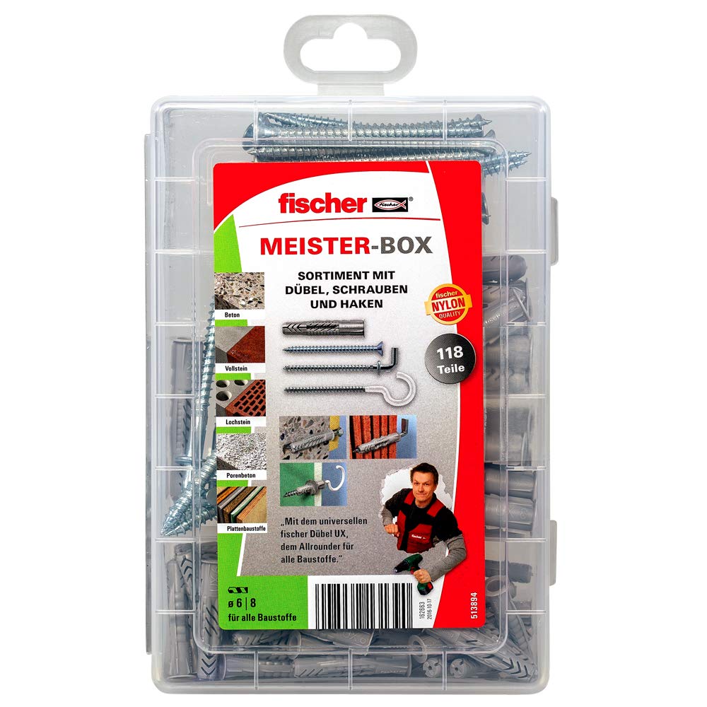 Fischer Meister Box Dowel Set 513894 - Premium Wooden Dowels for Furniture Assembly, DIY Projects & Home Improvement - Perfect for Cabinets, Shelves & Woodworking