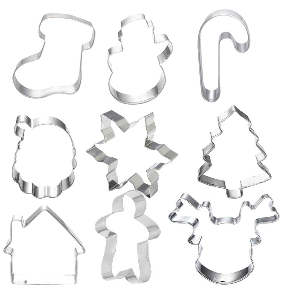Yardwe 9-Piece Stainless Steel Christmas Cookie Cutters Set - Holiday Baking Molds for Cookies, Muffins, Biscuits & Chocolate | Perfect for Christmas Baking, DIY Desserts & Holiday Gift Giving