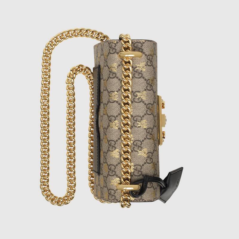 Gucci Padlock Small GG Bees Shoulder Bag in Beige & Ebony - Luxury Crossbody Purse for Women, Perfect for Date Night & Evening Events