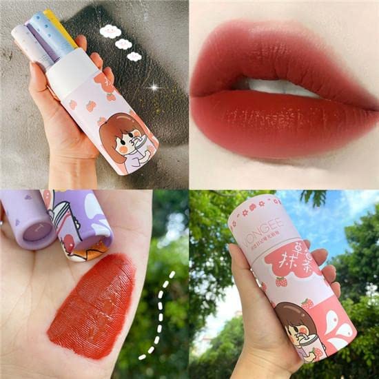 Vongee Matte Waterproof Liquid Lipstick Set - Long Lasting Lip Gloss (Tomato Red) for Everyday Wear, Parties & Special Occasions