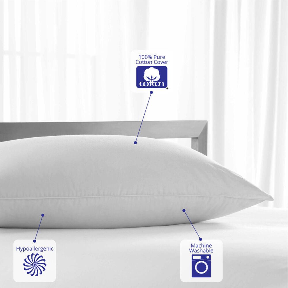 Restful Nights Ultra Soft Cotton Plush Pillow - Hypoallergenic & Breathable for Side Sleepers | Made in USA | Perfect for Bedroom, Guest Room & Travel