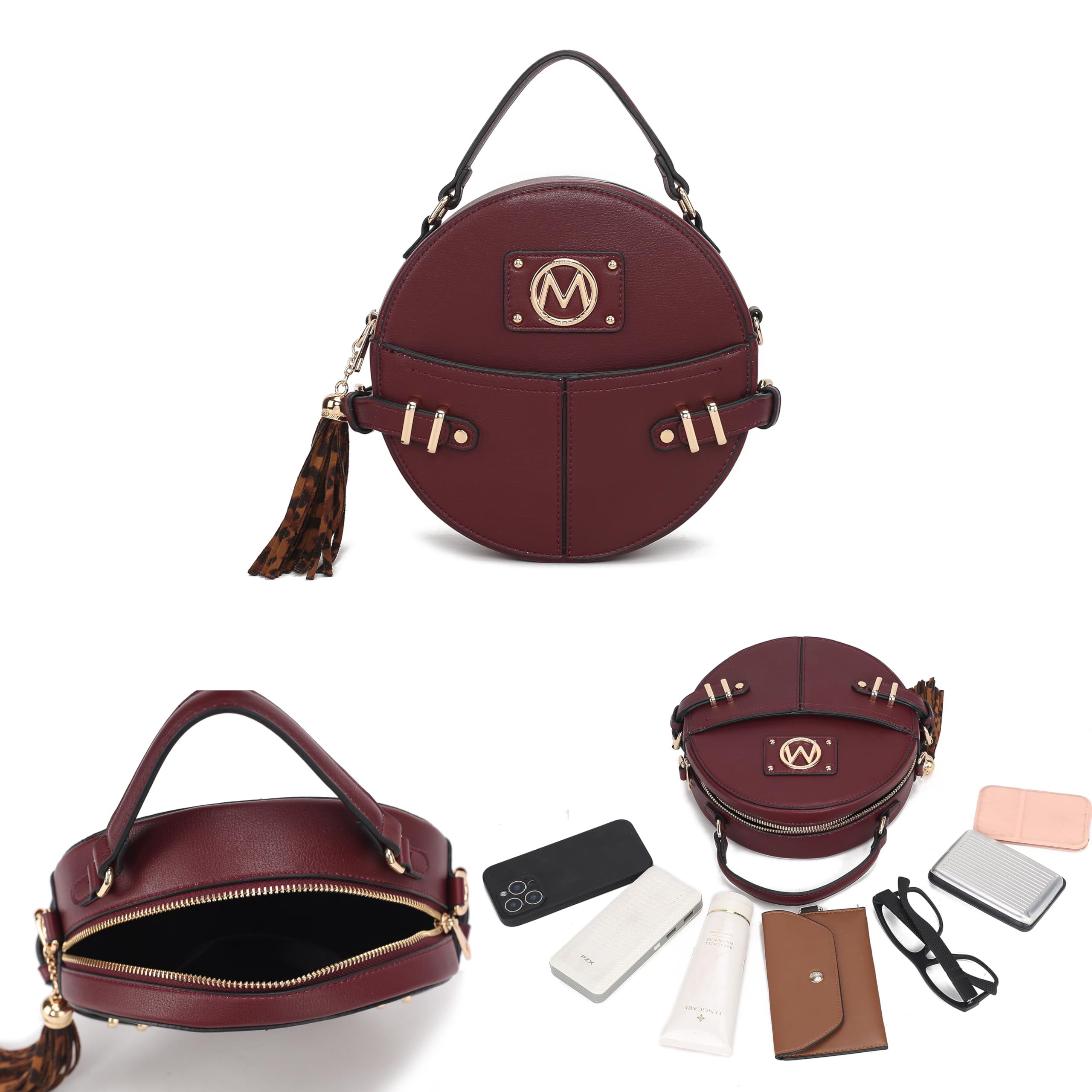 MKF Collection Vegan Leather Round Crossbody Bag for Women - Stylish Circle Shoulder Purse by Mia K | Perfect for Everyday Use, Date Nights & Travel Accessories