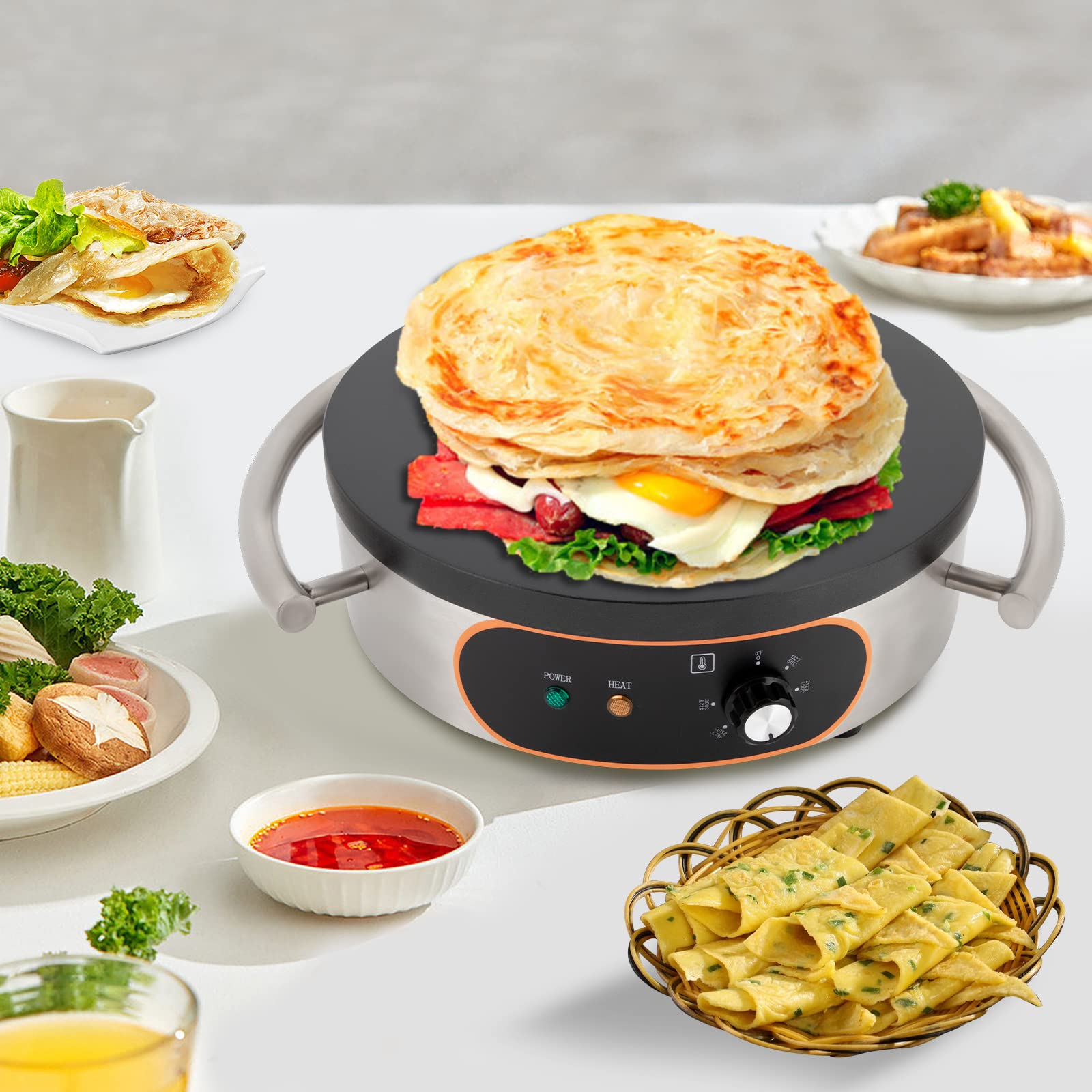 Adjustable 50-300°C Electric Crepe Maker, 110V 1500W Large Pancake Griddle Machine for Crepes & Pancakes – Perfect for Breakfast, Brunch, and Dessert Making at Home or Commercial Use