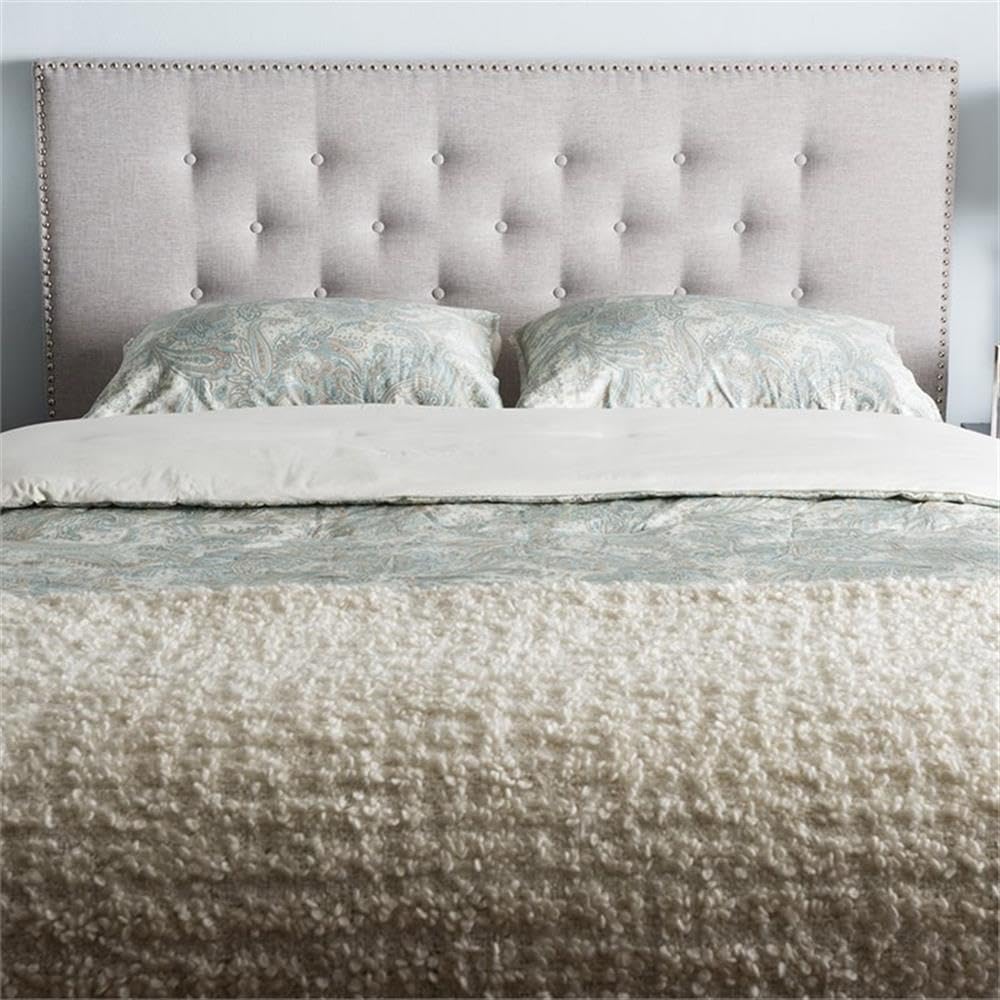 Baxton Studio Windsor Tufted King Size Upholstered Headboard in Grayish Beige - Luxurious Bedroom Upgrade for Master Suite or Guest Room