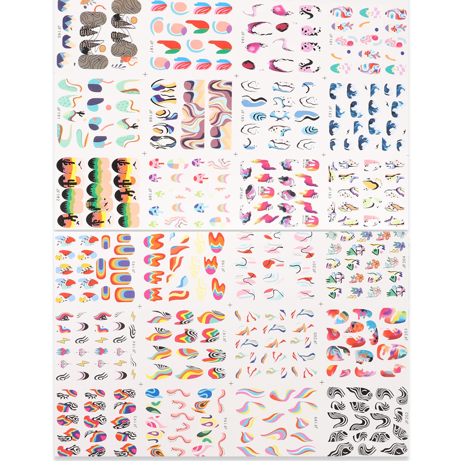 24 Sheets Summer Nail Art Stickers - Ocean Ripple & Marbled Design Water Transfer Nail Decals for DIY Nail Decor | Perfect for Beach Vacations, Pool Parties & Summer Manicures