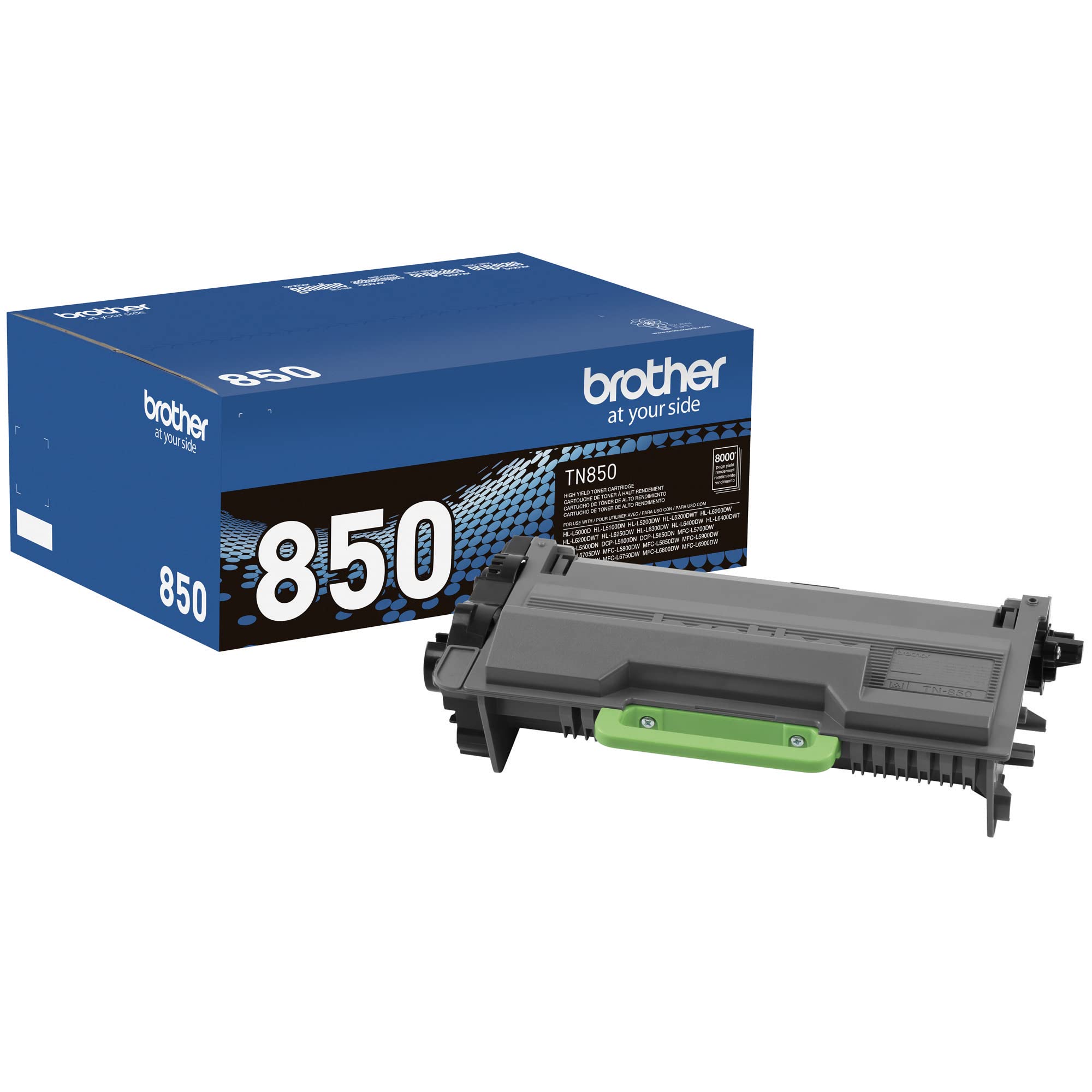 Brother TN850 High Yield Black Toner Cartridge - Genuine Replacement (Up to 8,000 Pages) | Compatible with Brother Printers | Ideal for Office, Home & Business Printing Needs