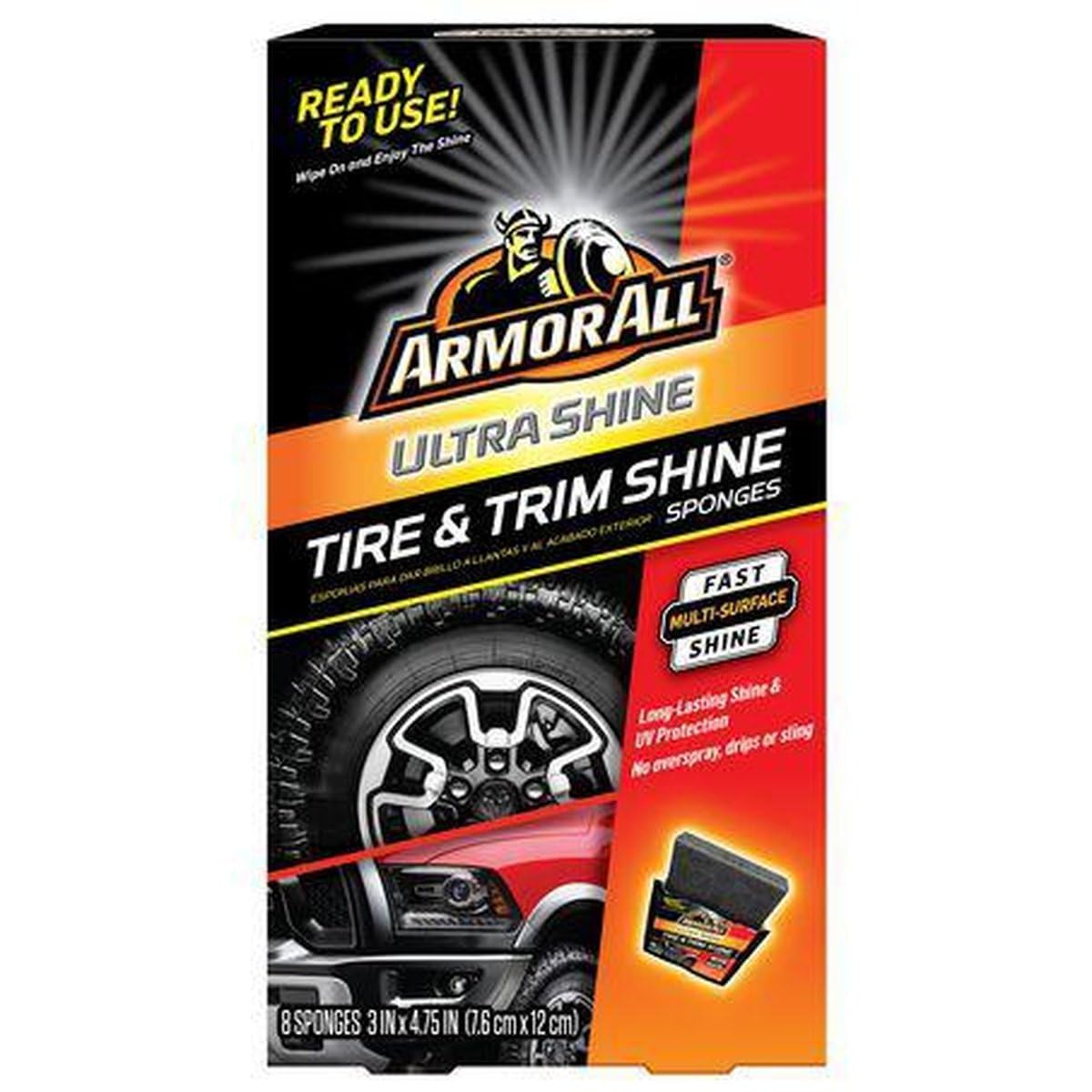 Armor All Ultra Shine Tire & Trim Shine Sponges (8-Pack) – Premium Car Detailing Sponges for Tires, Trim & Wheels – Easy Application & Long-Lasting Shine – Perfect for Car Wash, Auto Detailing & Vehicle Maintenance