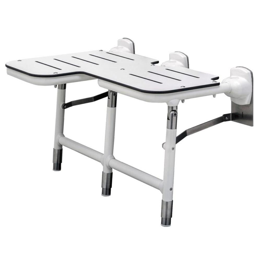Bobrick B918116 Folding Shower Seat with Legs - Phenolic Bariatric Surface Mounted Matte Finish for Bathroom Safety & Accessibility - Ideal for Elderly & Disabled Users
