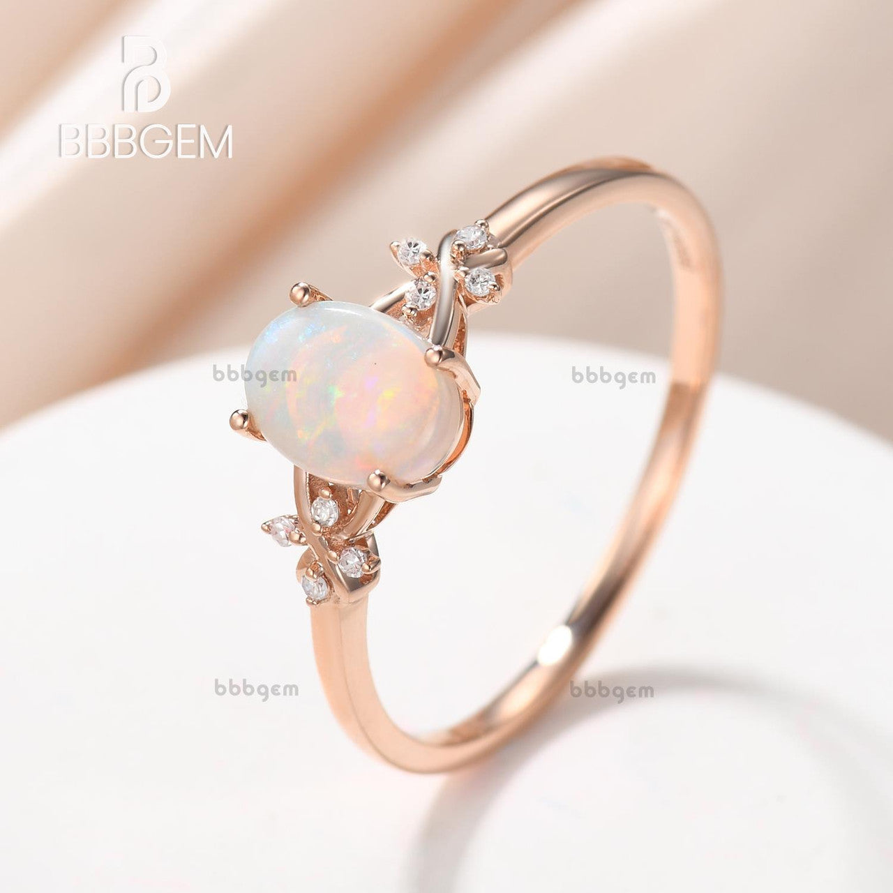 1.5CT Oval Australian Opal & Diamond Vintage Engagement Ring - Vine Wedding Band for Women, Perfect for Proposals, Anniversaries & Romantic Occasions