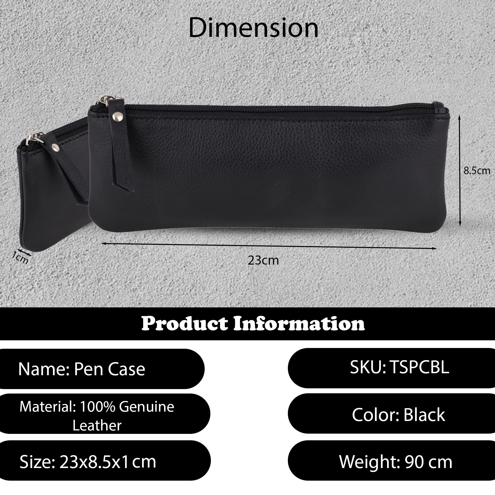 Genuine Leather Pouch & Pencil Case - Multi-Functional Travel Organizer for Men & Women | Makeup & Cosmetic Bag (Black)