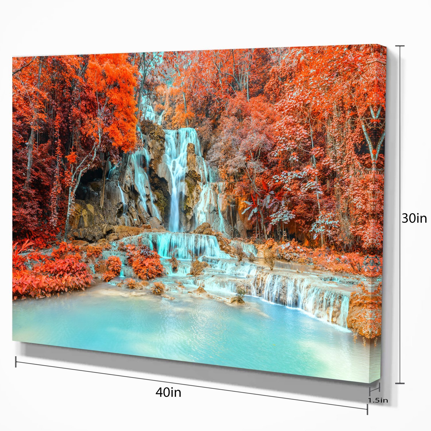 Stunning Rainforest Waterfall Laos Landscape Photography Canvas Print - Nature Wall Art for Living Room, Bedroom & Office Decor