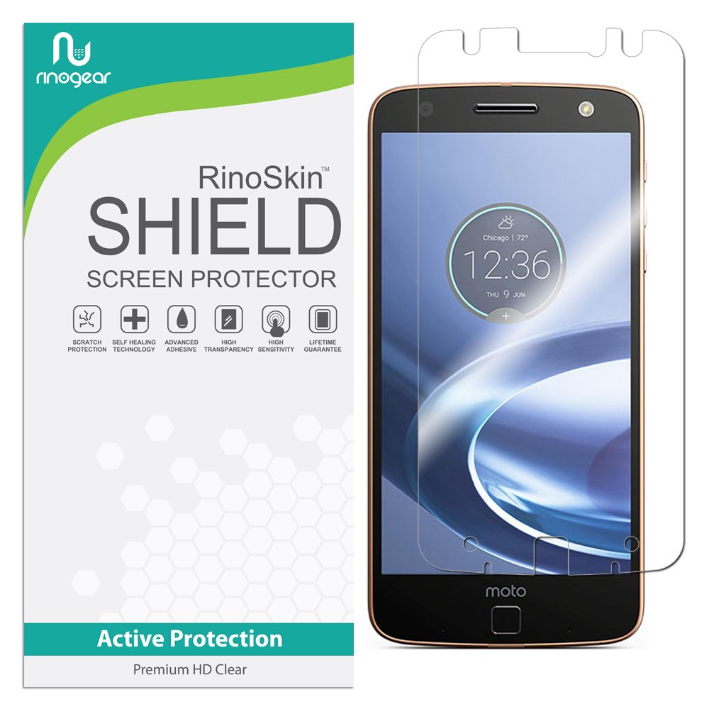 RinoGear Flexible TPU Screen Protector for Moto Z Force Droid - Case Friendly, Full Coverage Clear Film - Perfect for Daily Use, Travel & Work Protection