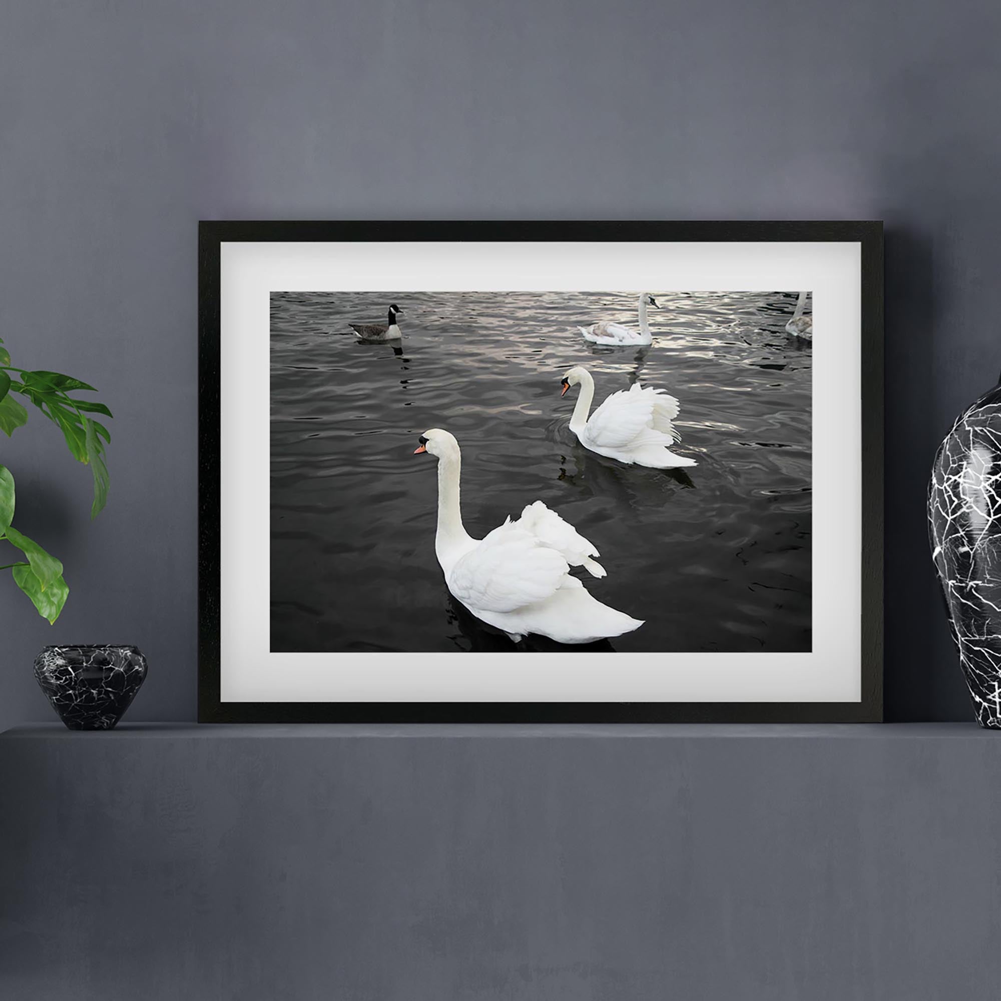 Swan Lake Ballet Framed Wall Art - Elegant Ballet Dancer Painting for Living Room, Bedroom & Office Decor