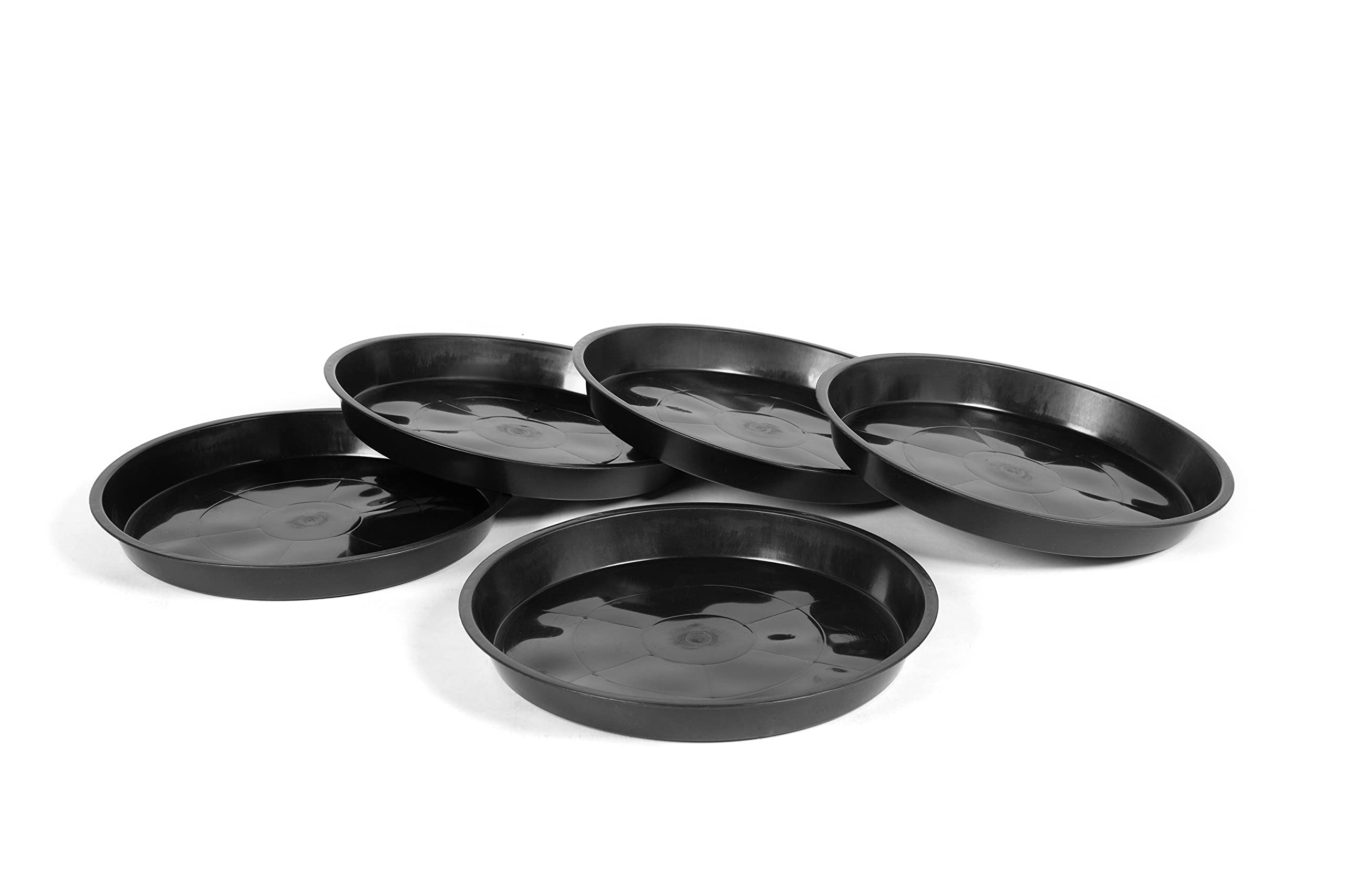 6 Pack 10 Inch Plant Saucers - Heavy Duty Black Plastic Plant Trays for Indoor & Outdoor Pots, 8.7 Inch Base - Perfect Drip Catchers for Flower Pots, Houseplants, Gardening & Deck Protection