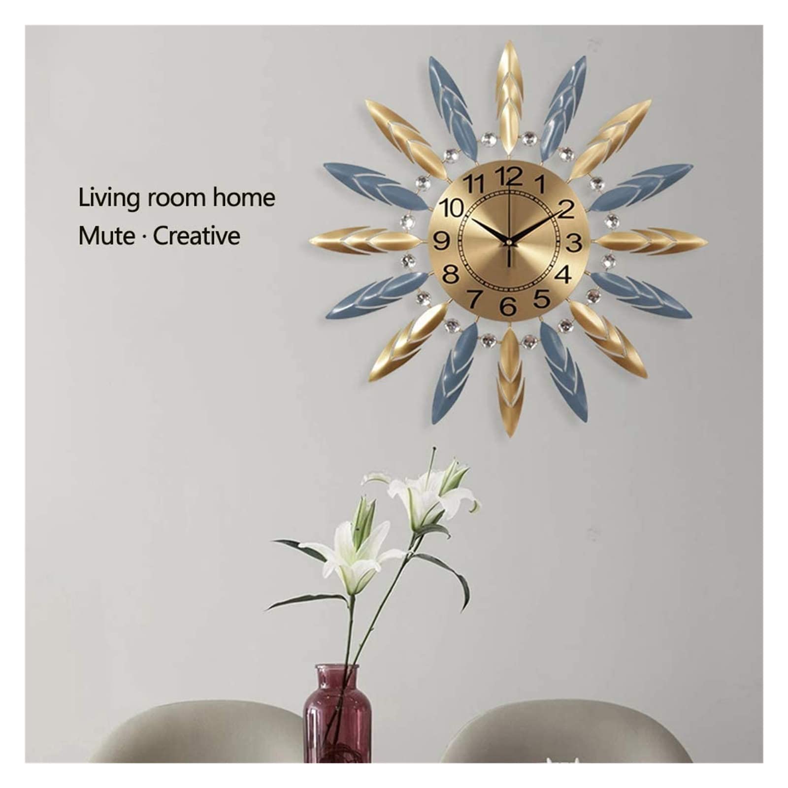 3D Sunburst Metal Wall Clock - Silent Non-Ticking Modern Quartz Decoration for Living Room, Bedroom & Office | Large Contemporary Home Decor