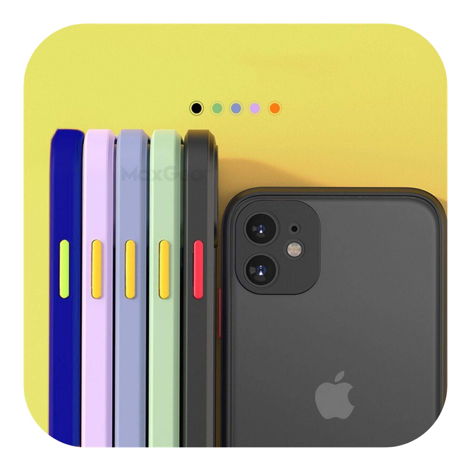 Armor Matte Case for iPhone 12/11/Pro/Xs Max/Xr/X/6/7/8 Plus/SE Mini - Luxury Silicone Bumper Clear Hard PC Cover - Durable Protection for Everyday Use