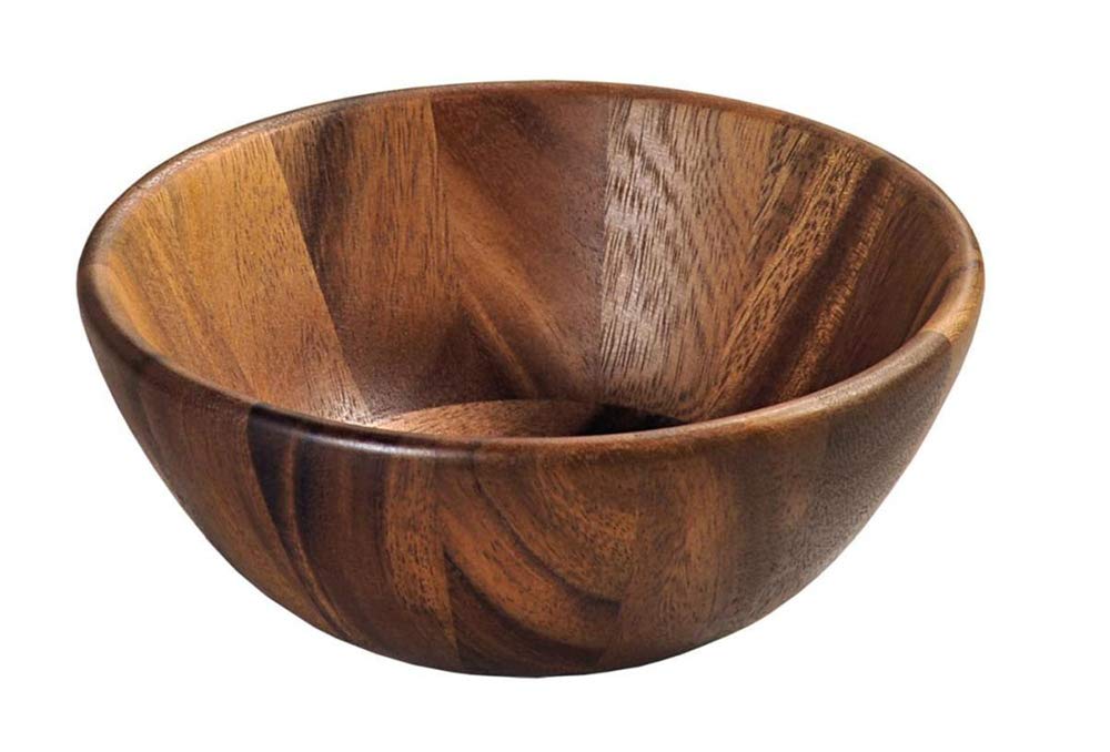 20cm Acacia Wood Bowl - Natural Brown Wooden Serving Bowl for Salad, Soup, and Fruit - Perfect for Dining & Kitchen Decor