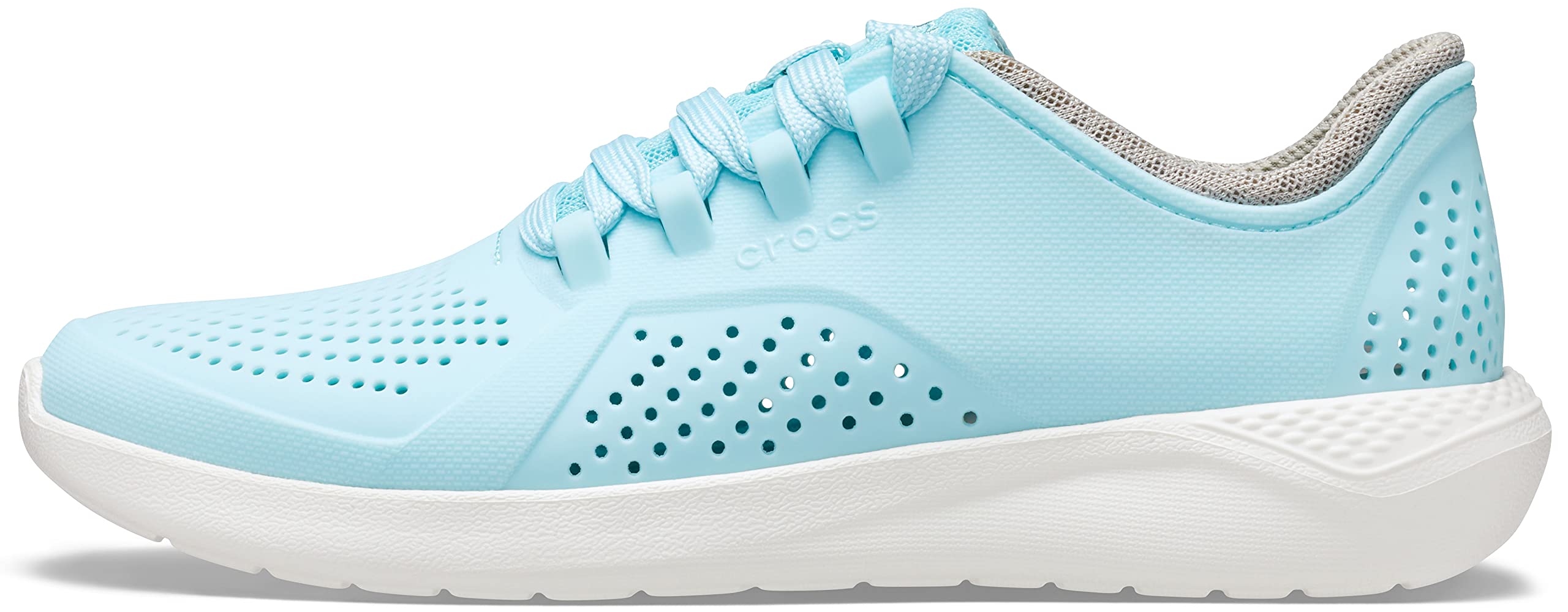 Crocs Women's Literide Pacer Lace-Up Sneakers - Lightweight Comfortable Walking Shoes for Women in Almost White Size 5 | Perfect for Casual Wear, Workout & Daily Walking