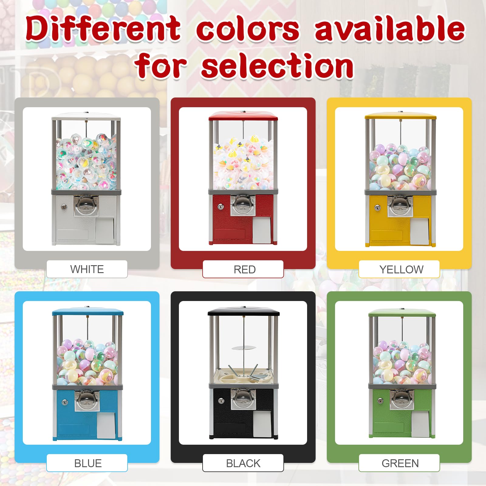 25 Cent Coin Operated Vending Machine - Commercial Gumball & Toy Capsule Dispenser for Candy, Nuts, Prizes (White) | Perfect for Arcades, Retail Stores & Party Favors