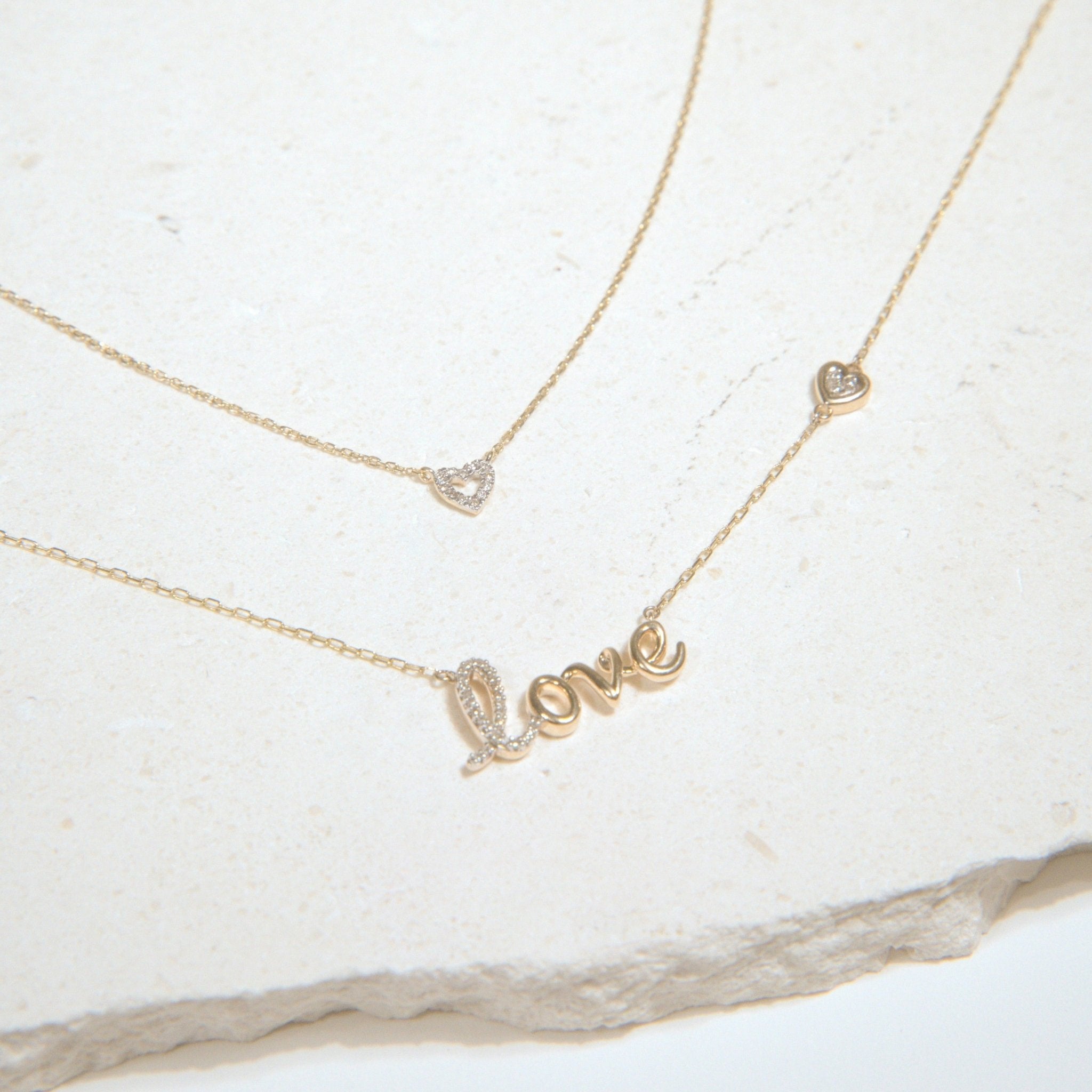 14K Solid Yellow Gold Diamond Heart Pendant Necklace for Women - Elegant Jewelry Gift for Valentine's Day, Anniversary & Special Occasions