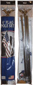 6' Foot USA 30x48 American Flag Aluminum Flag Pole Kit Set with Gold Eagle Decoration - Heavy Duty Outdoor Flagpole for Front Yard, Garden, and Patriotic Display