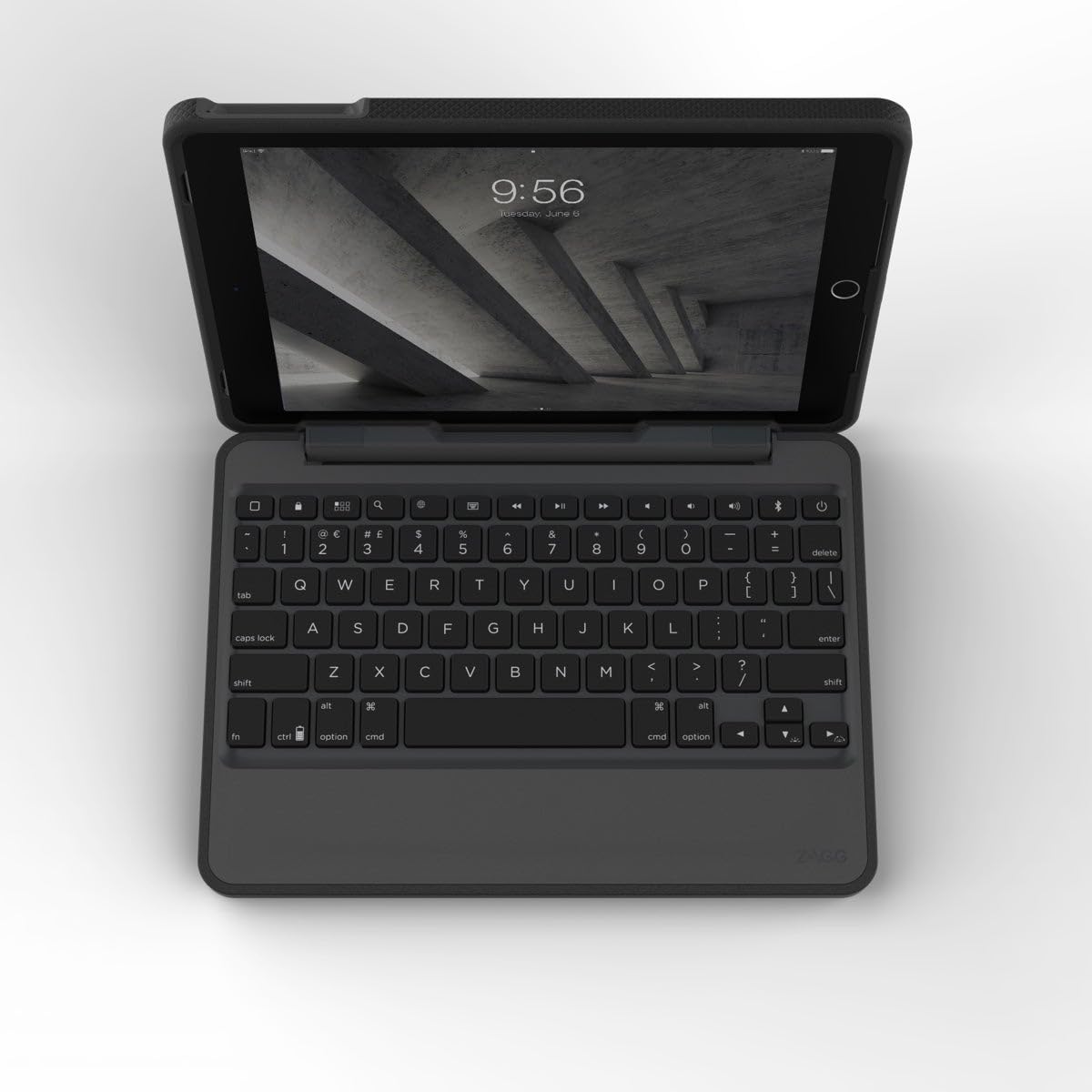 ZAGG Rugged Book Detachable Case with Magnetic-Hinged Backlit Keyboard for iPad Air/Air 2/9.7/9.7 Pro | Multi-Device Bluetooth Pairing | USB-C Cable Included | Black | Perfect for Work, Travel & Home Office Use