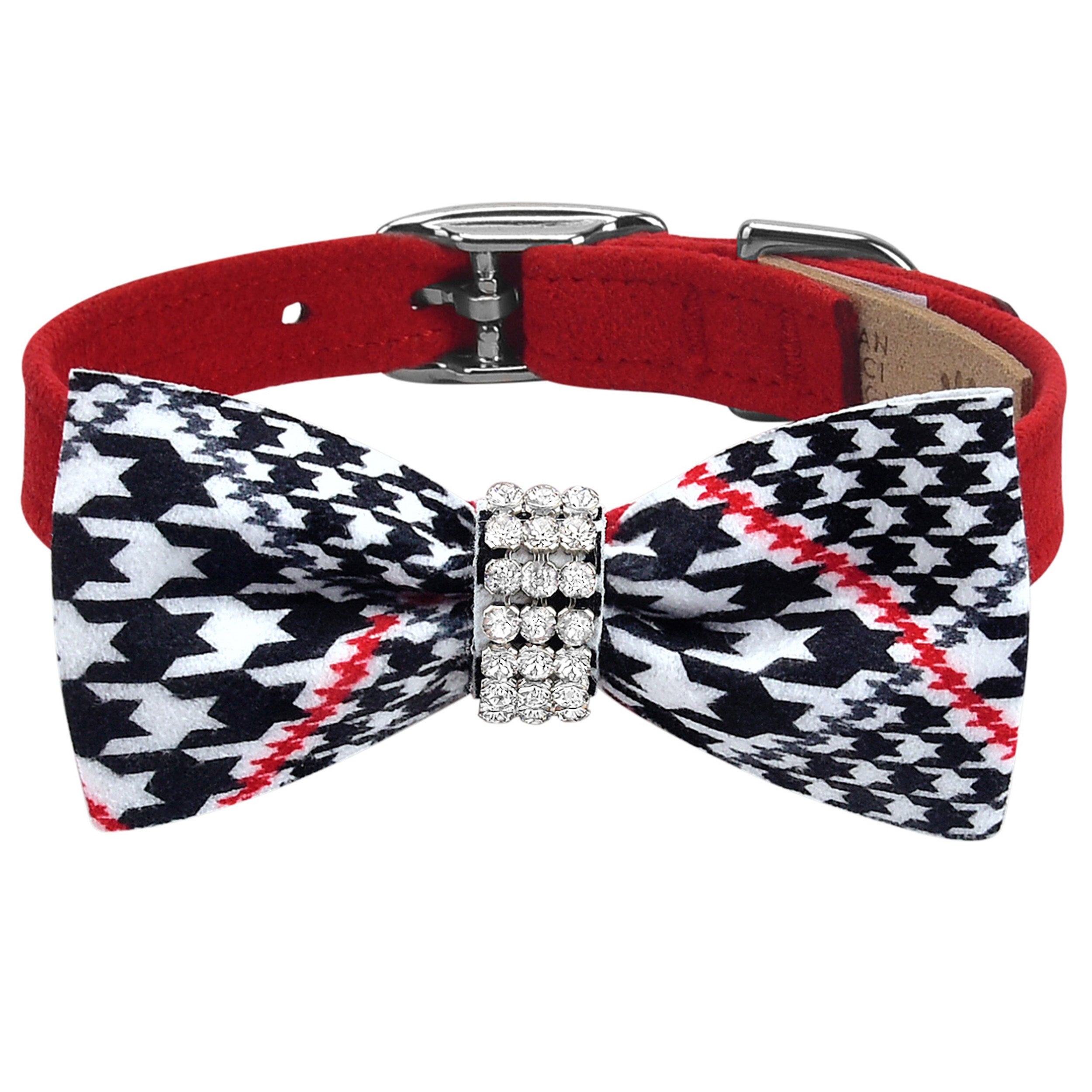 Giltmore Classic Glen Houndstooth Bow Tie - Premium Half Collar Necktie for Men | Perfect for Weddings, Formal Events & Vintage Style Outfits