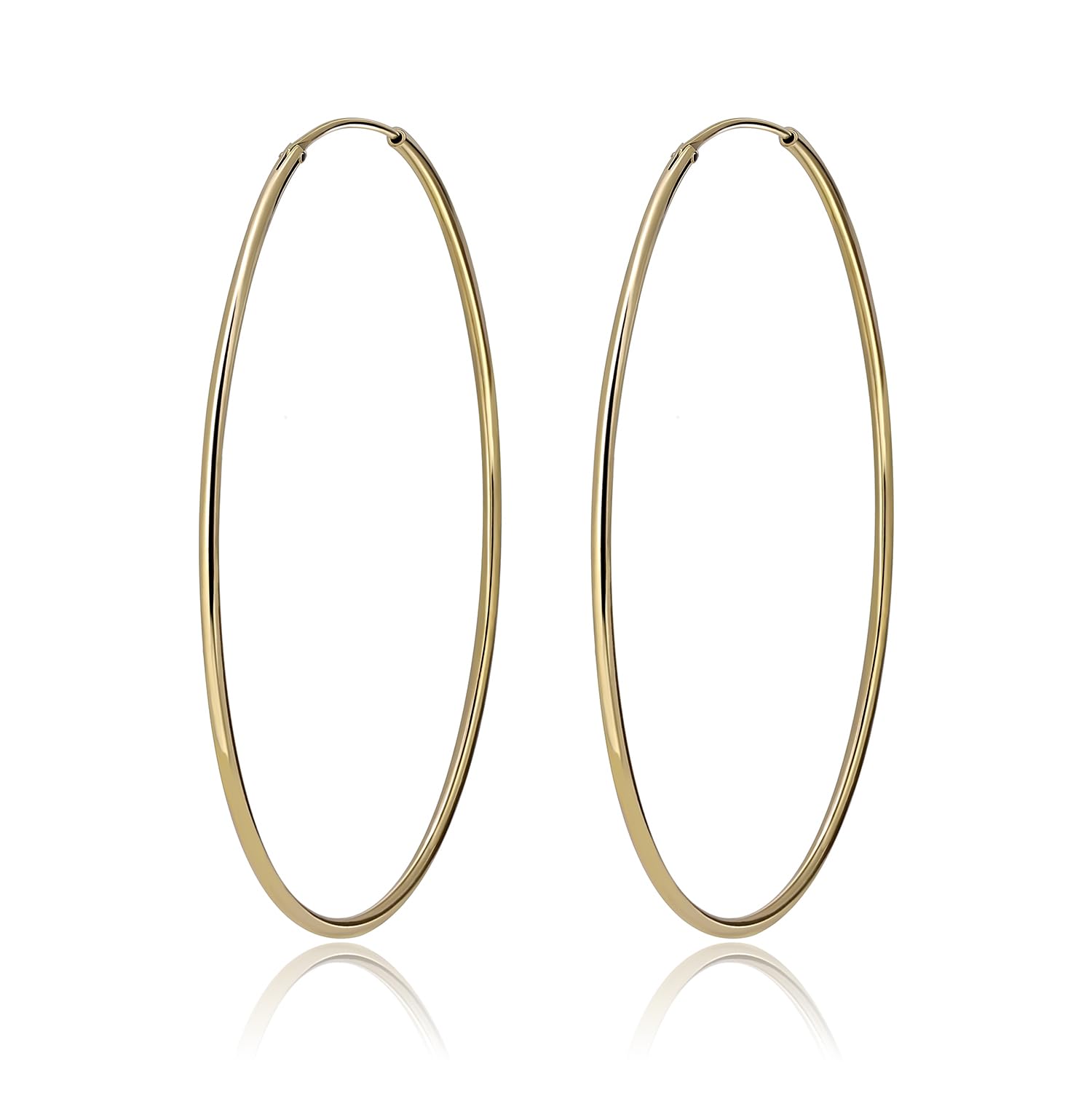 Meissa 925 Sterling Silver Thin Hoop Earrings for Women & Girls - Rose Gold Plated Large Loop Earrings, Lightweight Big Circle Earrings (60mm) - Perfect for Everyday Wear, Parties & Gifts