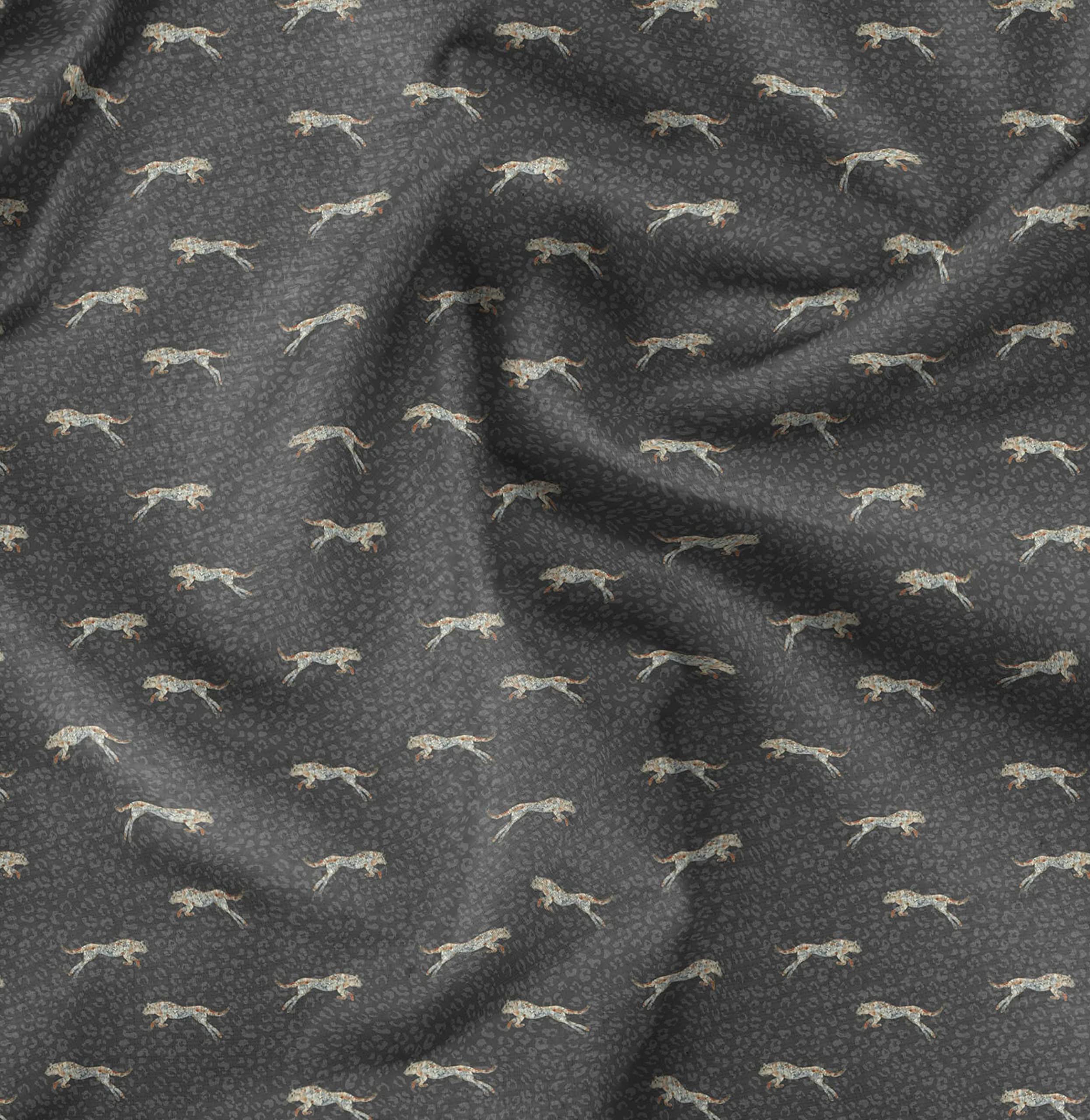 Soimoi Moss Georgette Gray Fabric by The Yard - 42 Inch Wide Leopard Print Animal Skin Textile for Dresses, Blouses & DIY Fashion Projects - Stylish Printed Fabric for Apparel & Home Decor