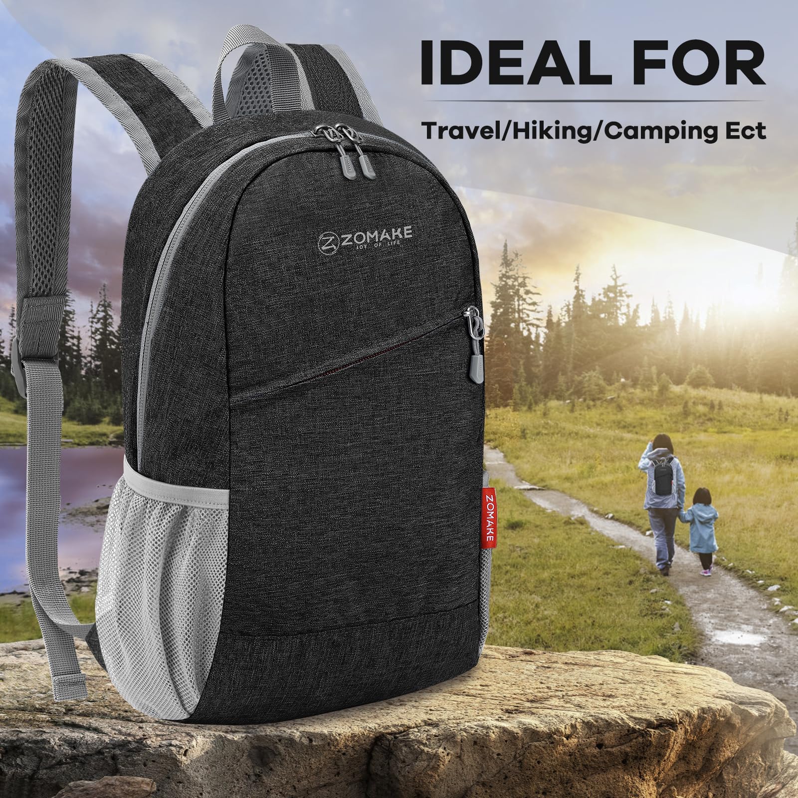 ZOMAKE 10L Lightweight Packable Backpack - Foldable Hiking Daypack, Small Collapsible Travel Backpack for Outdoor Adventures, Camping & Daily Commute