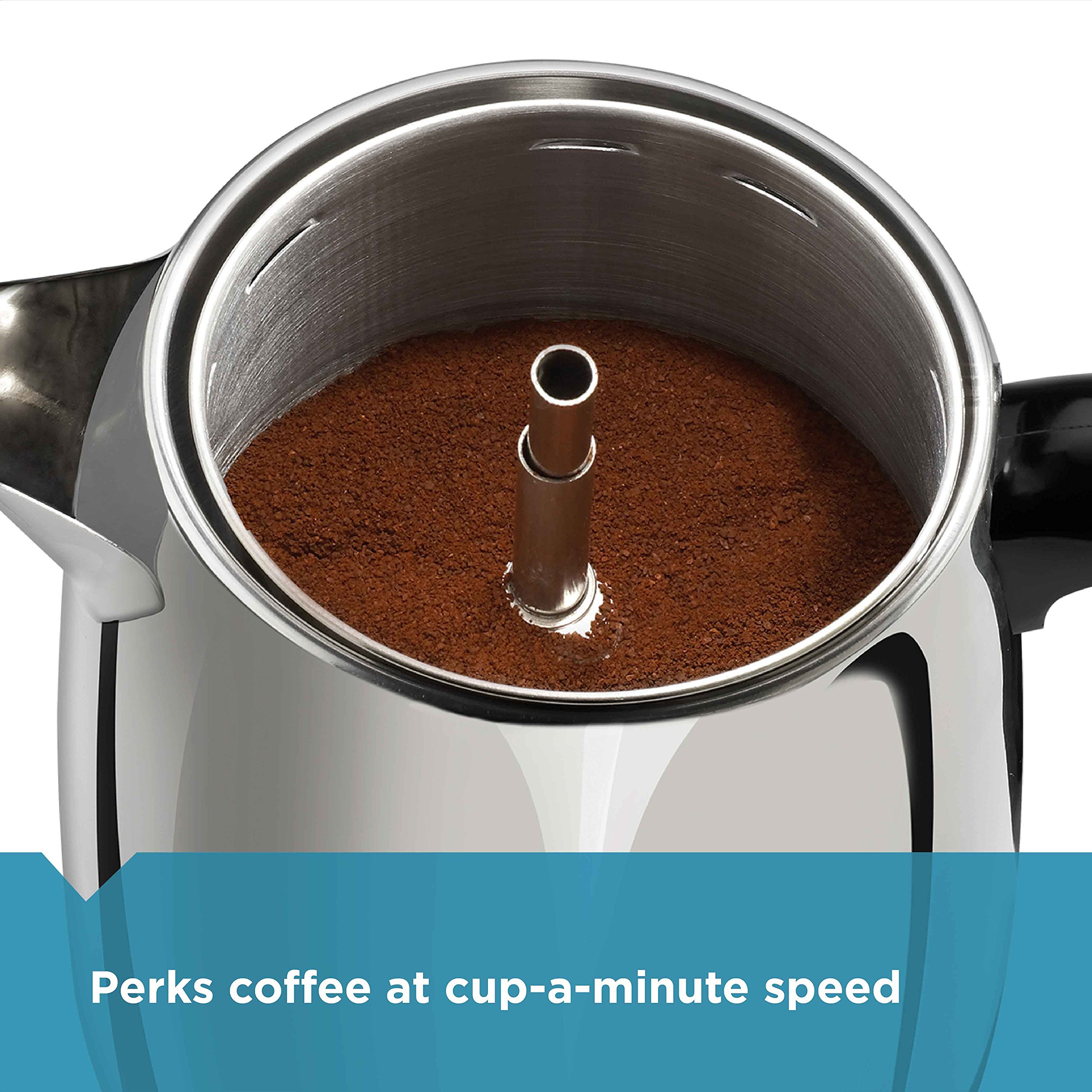 Farberware 12 Cup Electric Coffee Percolator - Stainless Steel Basket Coffee Maker with Auto Keep Warm & No-Drip Spout - Perfect for Home, Office, and Camping Use