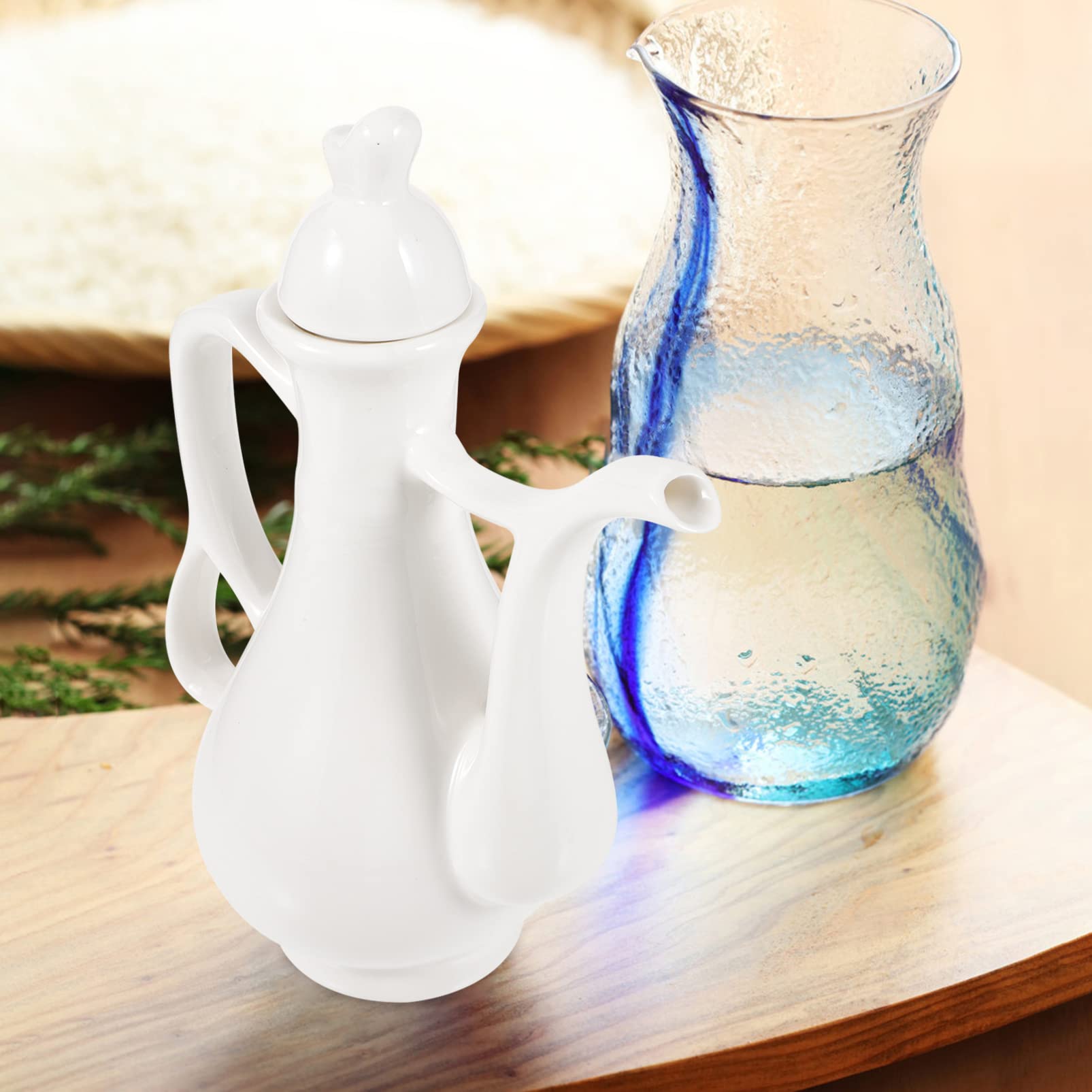 Kichvoe 280ml Ceramic Sake Jug - Portable Wine Bottle & Drinking Container for Sake, Japanese Rice Wine, Cocktails - Perfect for Home Entertaining, Dinner Parties & Traditional Tea Ceremonies