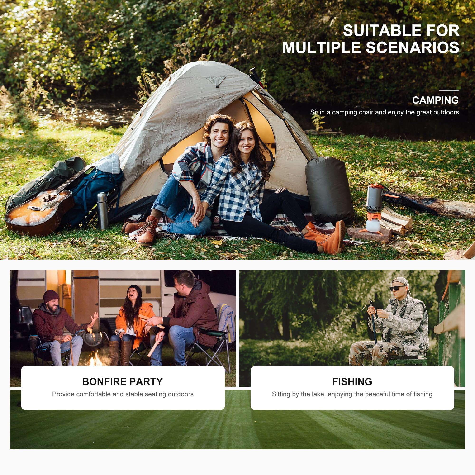 **LET'S CAMP Oversized Heavy Duty Camping Chairs - 29.52
