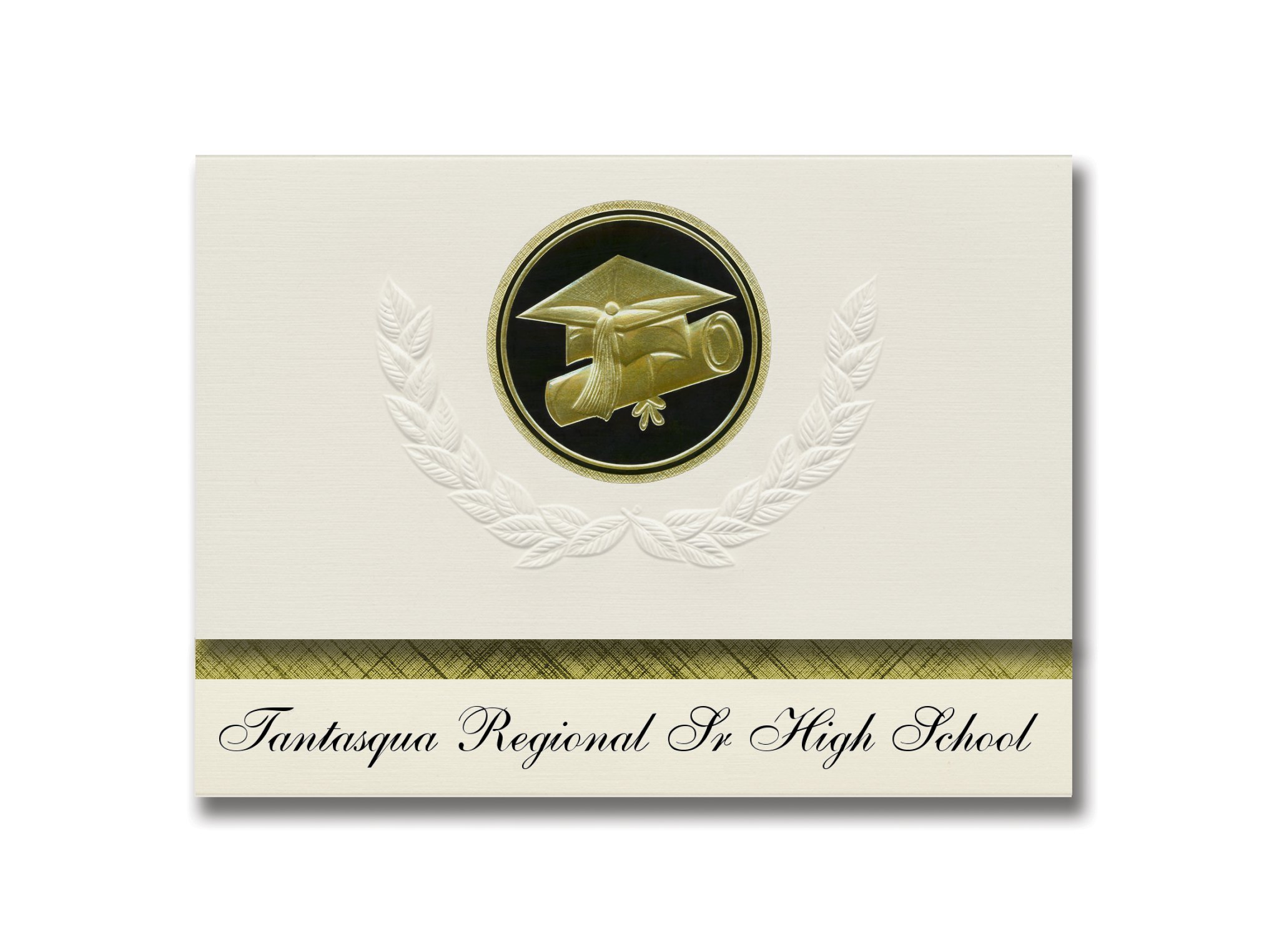 Tantasqua Regional Sr High School Graduation Announcements - Presidential Elite Pack of 25 with Cap & Diploma Seal in Black & Gold | Fiskdale, MA | High School Graduation Party Invitations, Commencement Ceremony Stationery