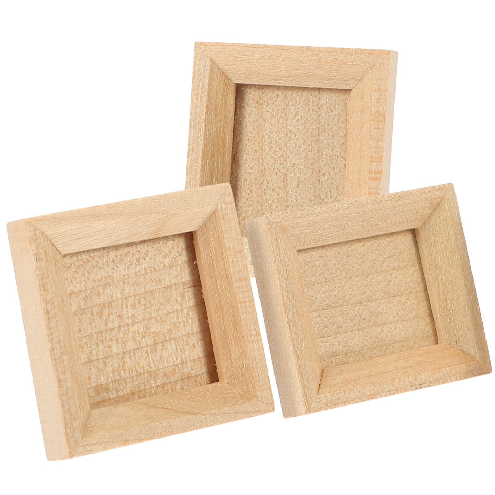 Toyvian 3PCS Mini Wooden Dollhouse Picture Frames - Small Square Photo Display Frames for Tiny House Models, DIY Dollhouse Decorations & Miniature Home Displays - Perfect for Dollhouse Accessories, Mini Scenes, and Creative Home Decor Projects