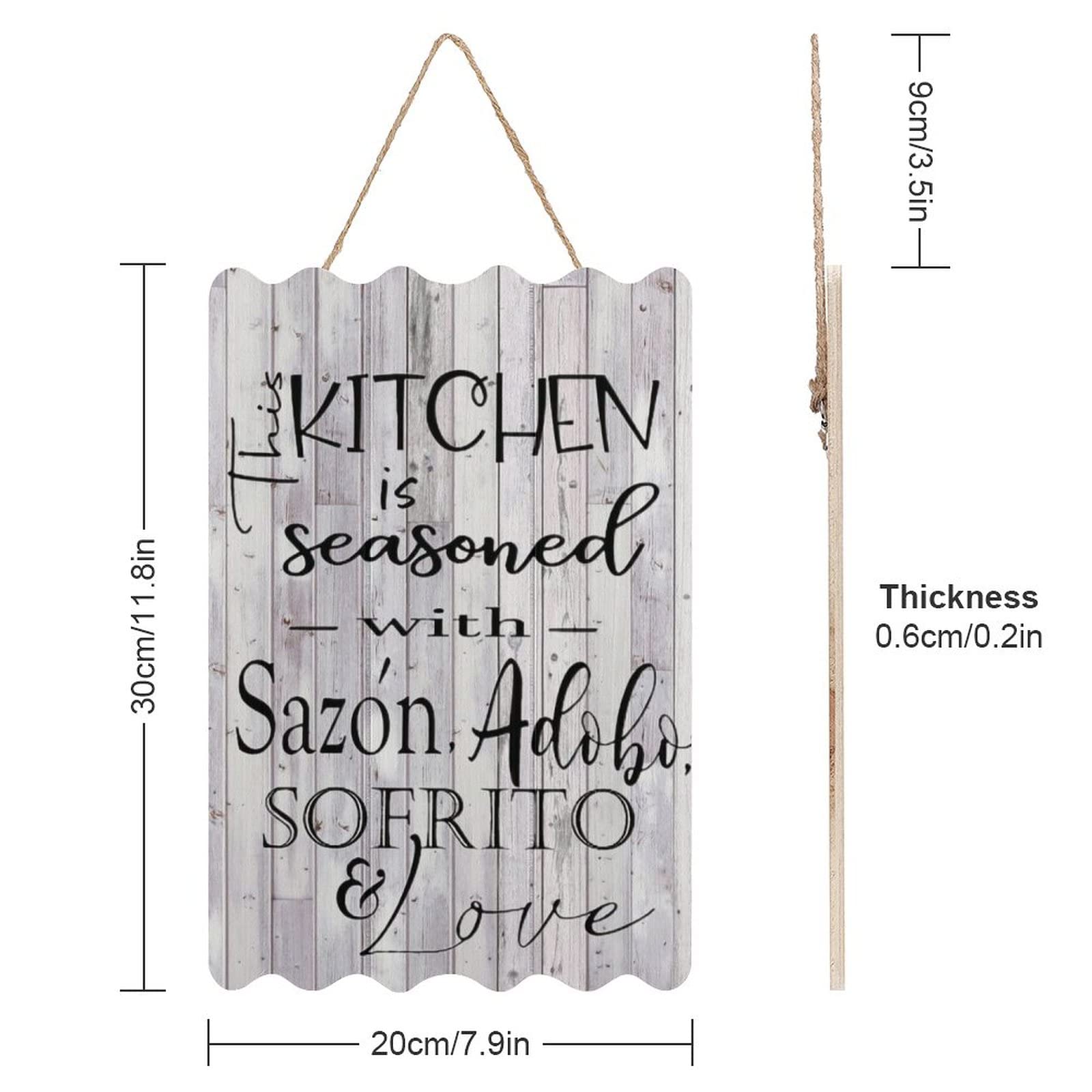 Authentic Spanish Puerto Rican Kitchen Wall Decor - 8×12 Inch Hanging Sign with Sazon Adobo Sofrito Design - Perfect for Home, Restaurant & Latino Cultural Decor