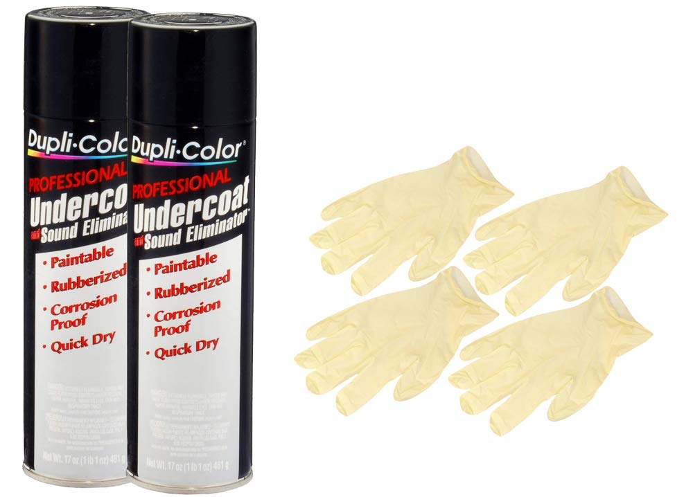 Duplicolor Professional Undercoating & Sound Deadener Spray (17 oz) - Car Rust Protection & Noise Reduction - Includes 6 Latex Gloves for Easy Application - Perfect for Automotive DIY Projects & Vehicle Maintenance