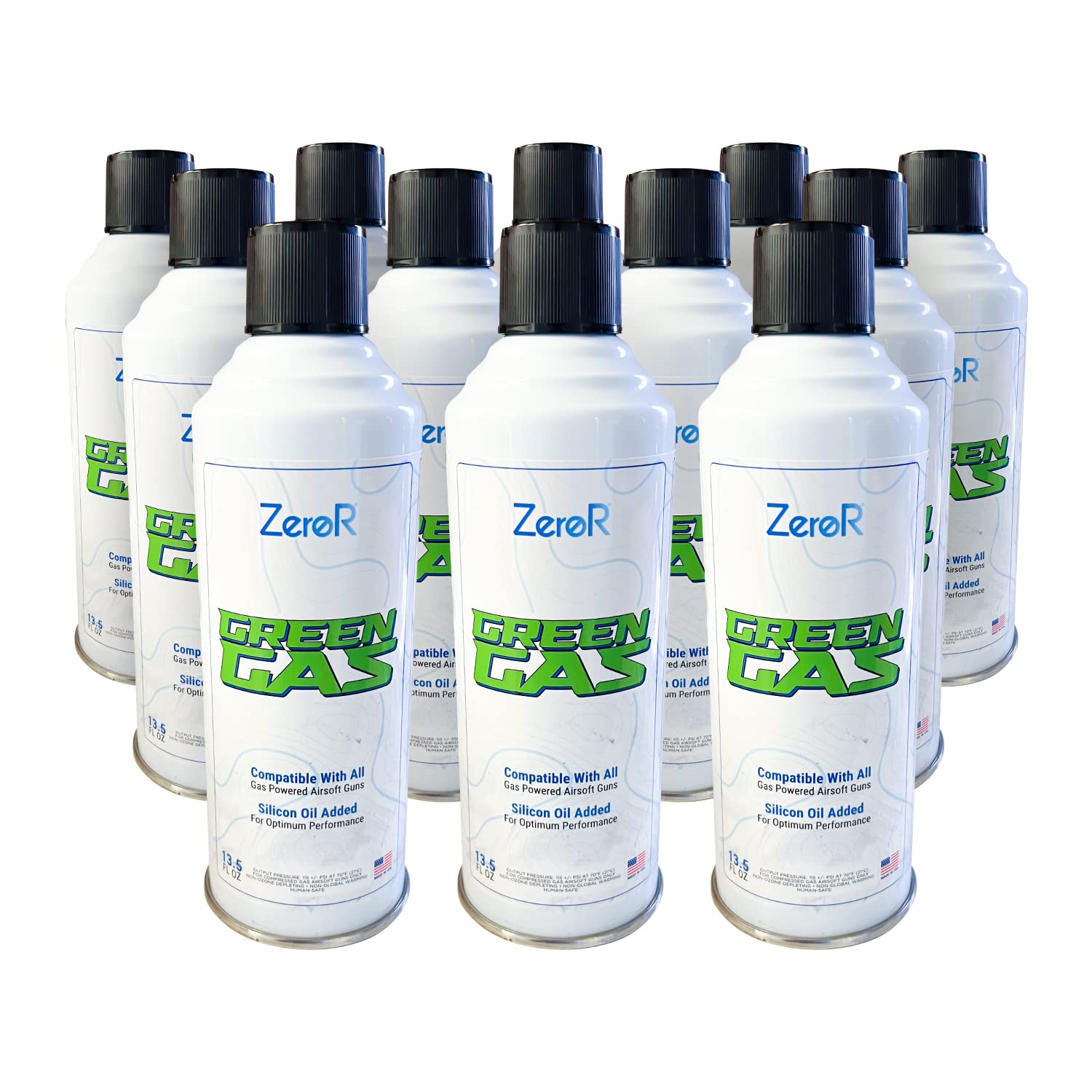 ZeroR® Green Gas for Airsoft Pistols - 13.5 fl oz (11.8 oz Net Weight) | High Performance Propellant | Perfect for Outdoor Skirmishes & Target Practice