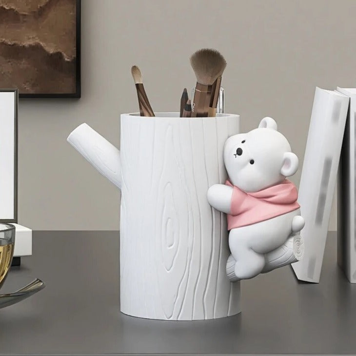 Vigorous Bear Statue - Handcrafted Side Table Decor & Unique Home Ornament | Perfect for Living Room, Cabin, or Office Decoration