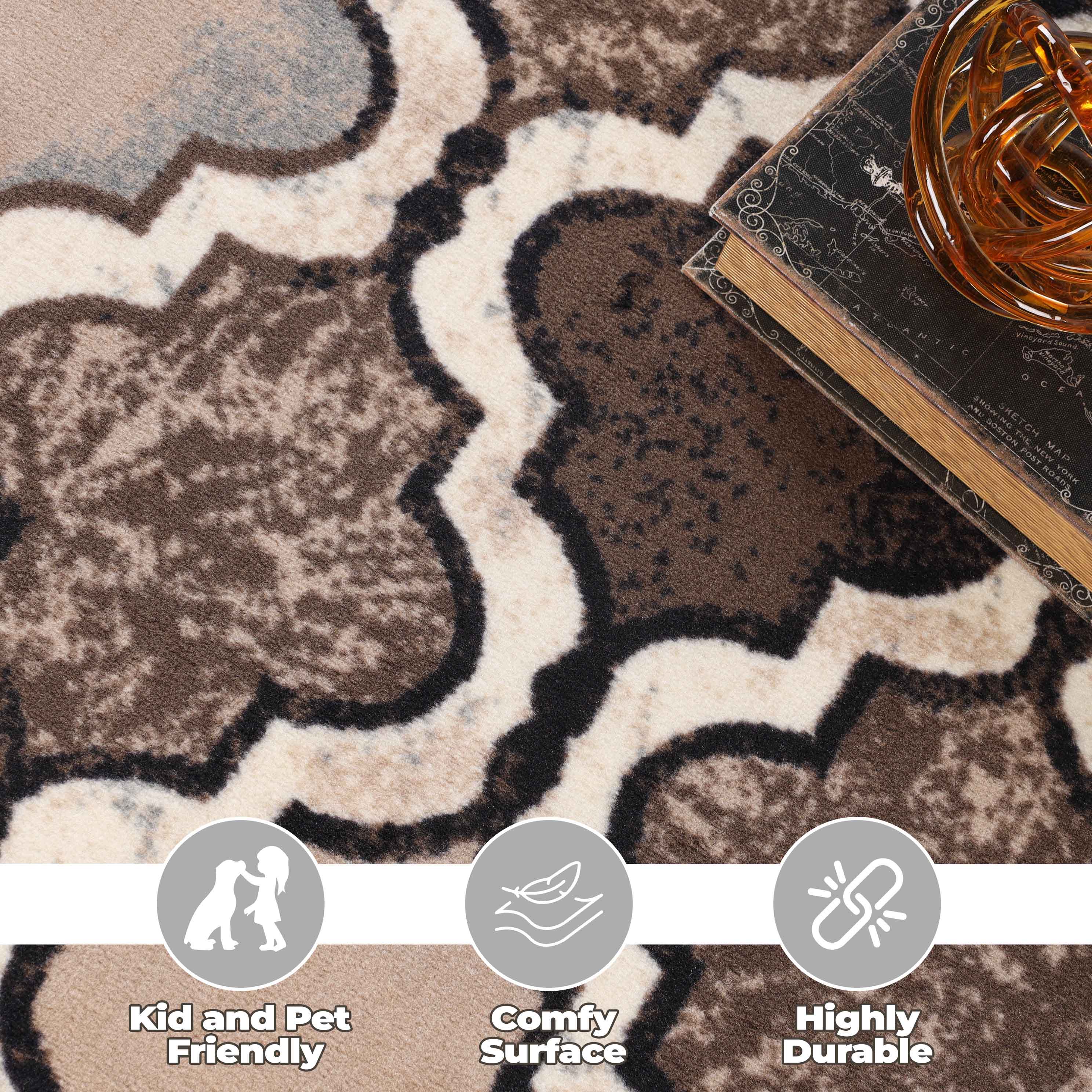 Viking Contemporary Geometric Trellis Non-Slip Indoor Area Rug - Soft Modern Floor Carpet for Living Room, Bedroom, Nursery & Home Decor