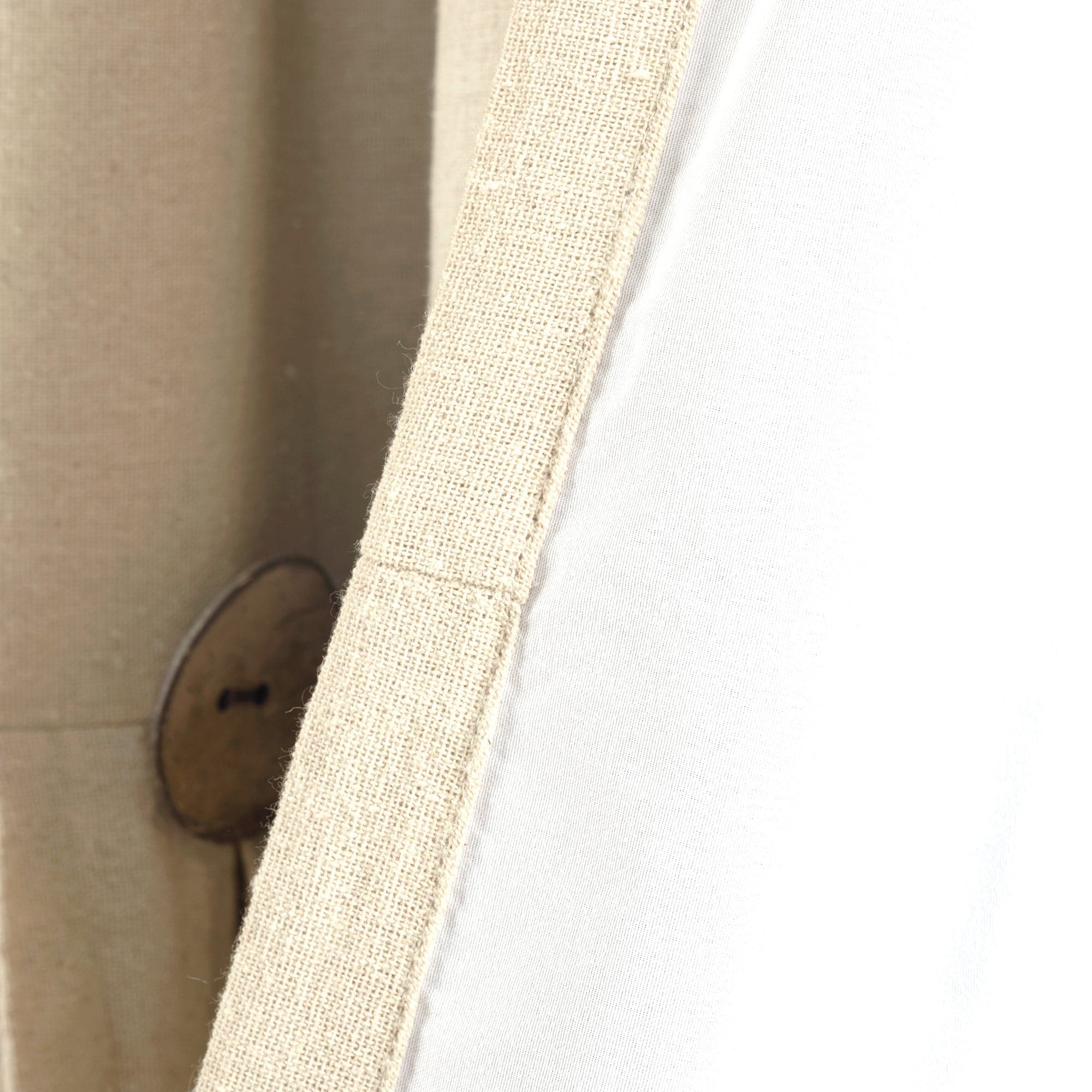Blackout Linen Curtain Panels with Button Lining - 100% Light Blocking Window Drapes for Bedroom & Living Room Privacy & Sleep