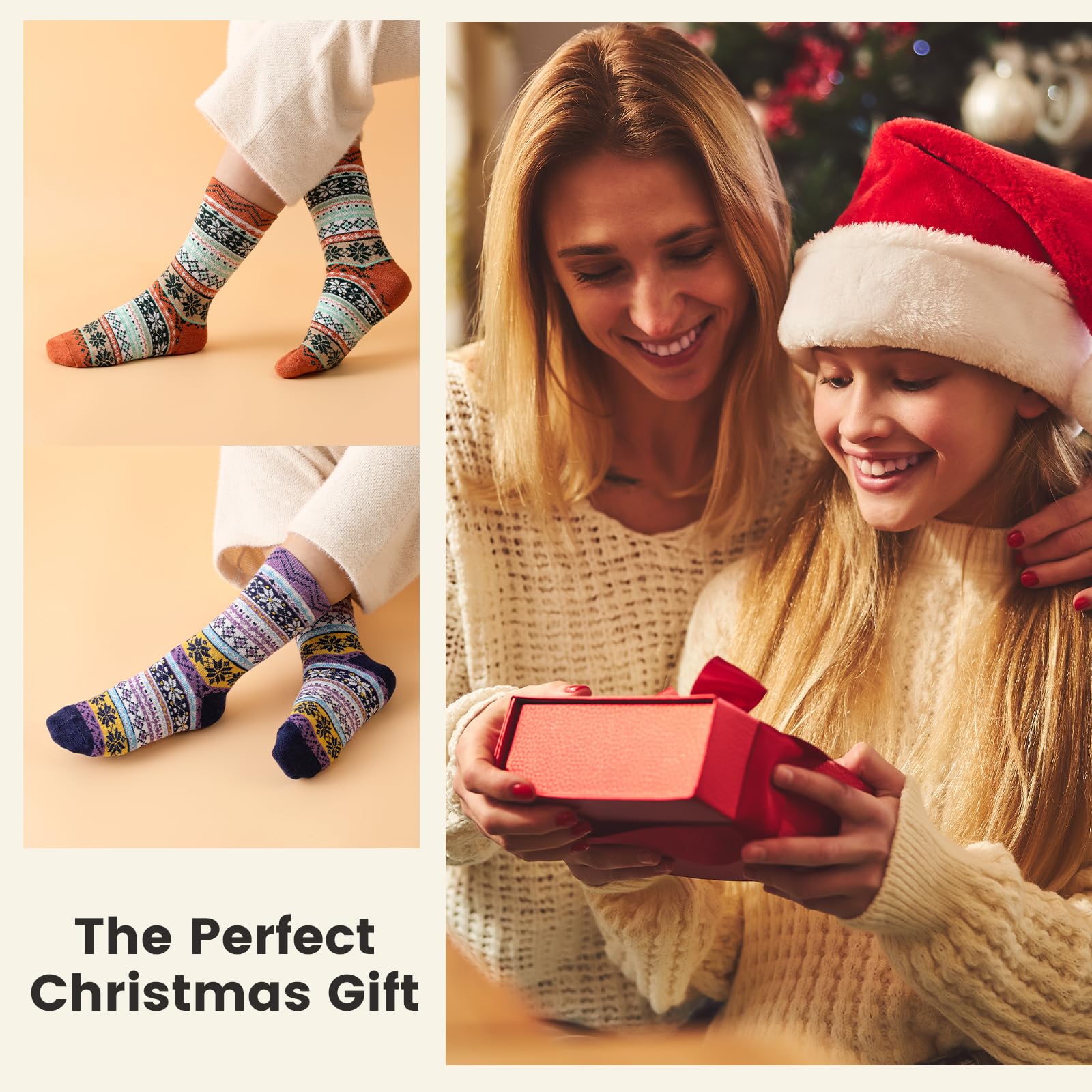 Warm Wool Socks for Women - 5 Pairs Cozy Boot Socks for Winter & Hiking