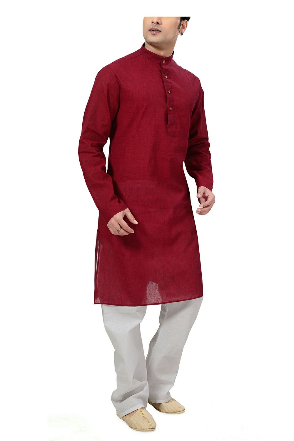 Men's Cotton Kurta Pyjama Set - Large Size Red Indian Ethnic Wear for Festivals & Weddings | Comfortable Traditional Outfit for Men