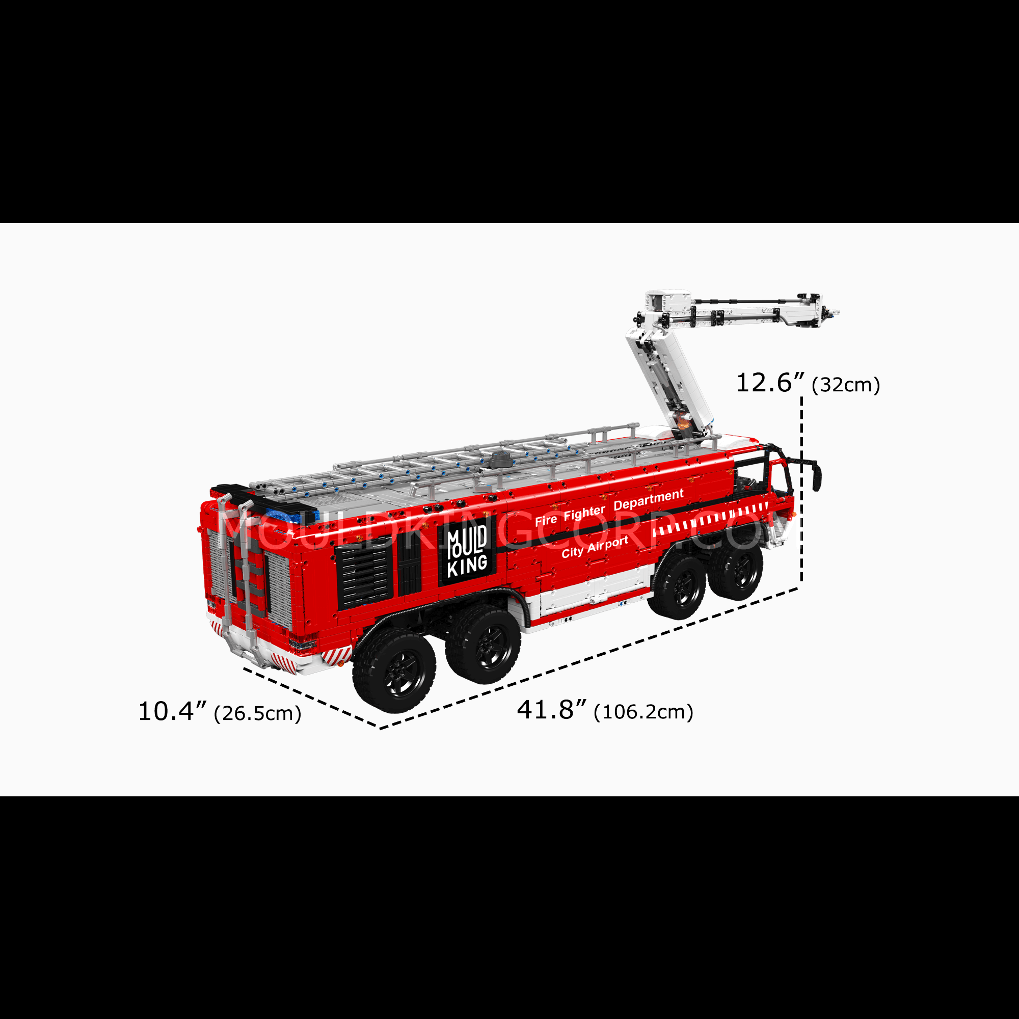 MOULD KING 19004S RC Pneumatic Airport Rescue Vehicle Building Set - 6,653 PCS STEM Toy for Kids & Adults | Remote Control Construction Model for Aviation Enthusiasts, DIY Engineering Project & Collector's Display