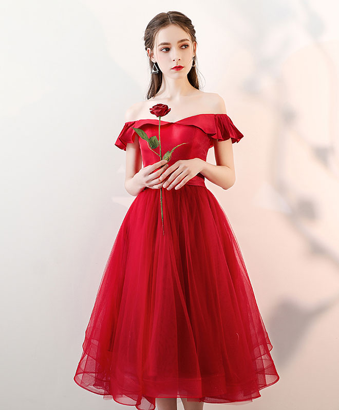 Elegant Red Satin & Tulle Short Prom Dress - Homecoming Formal Party Gown for Teens | Perfect for Dances, Parties & Special Occasions